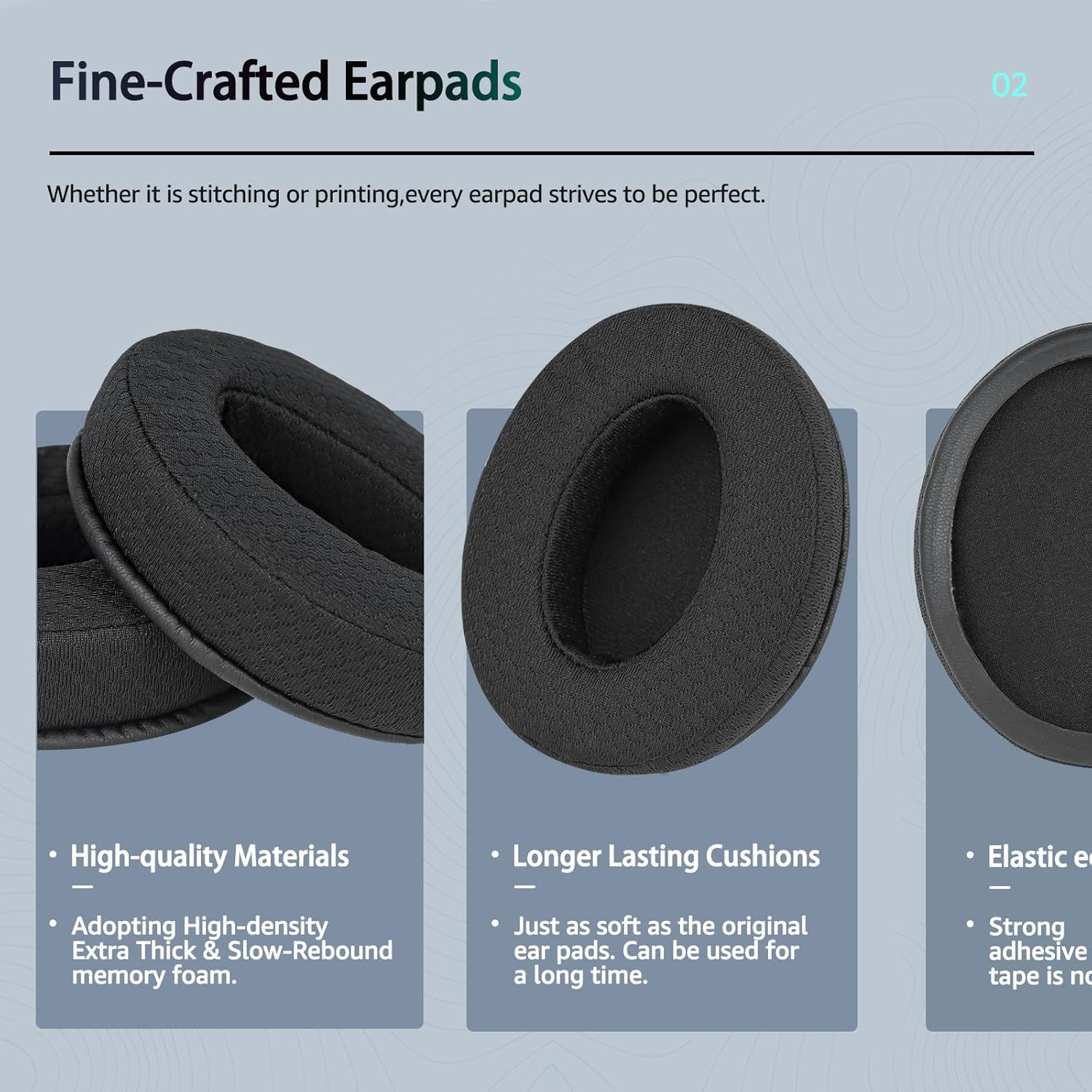 Wzsipod Specialized Replacement Earpad for Sennheiser Headphones, Fits HD4.50BT/ HD4.50/ HD4.50BTNC/ HD458BT/ HD450/ HD450BT, Headset Ear Cushion with Soft Clothes & Memory Foam (Classic Black) image number 5