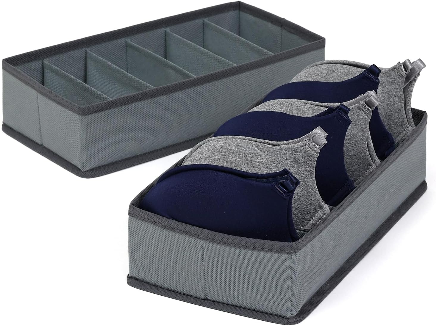 Astro 2 Pack Grey Non-Woven Drawer Divider Collapsible Storage Case for Underwear and Small Items 821-34 Medium image number 4