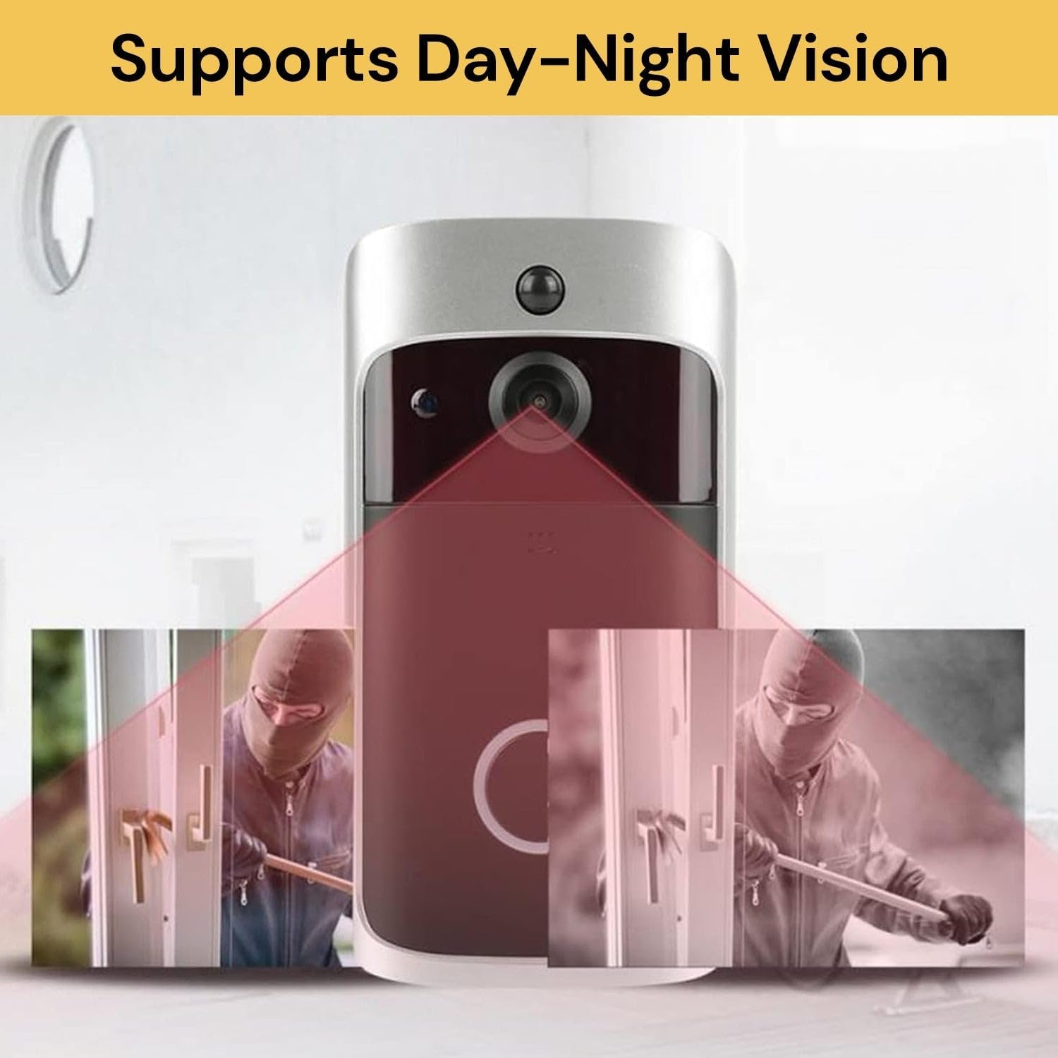 EZONEDEAL Wireless Video Doorbell, Visual Smart Home Wifi Ring Door Bell Motion Detection Two-Way Audio Ring Universal HD Camera Night Vision, PIR Motion Detection Android - Ring Doorbell Wireless image number 3