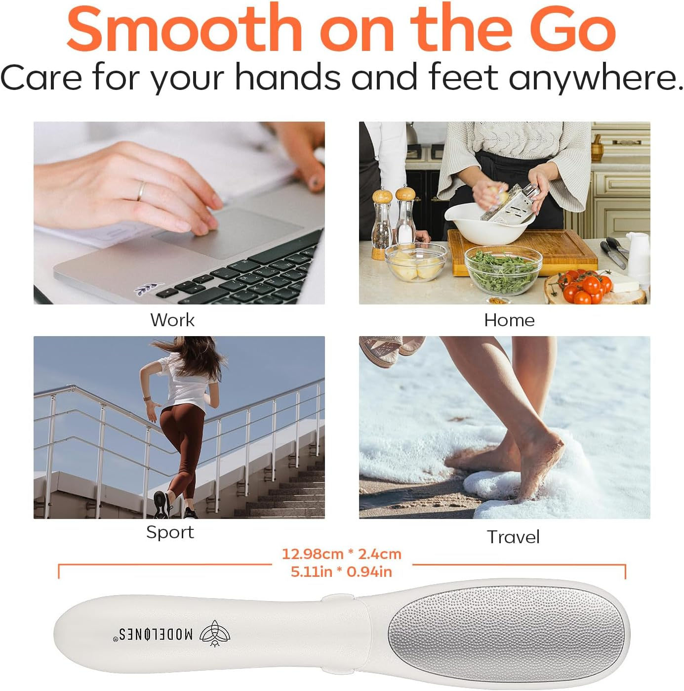 Modelones Mini Foot File Callus Remover, Multifunction 2-In-1 Pedicure Tools for Feet with Double-Sided Foot Rasp, Dead Skin Fork - Safe, Lightweight Foot Sander Perfect for Daily Hand & Foot Care image number 2