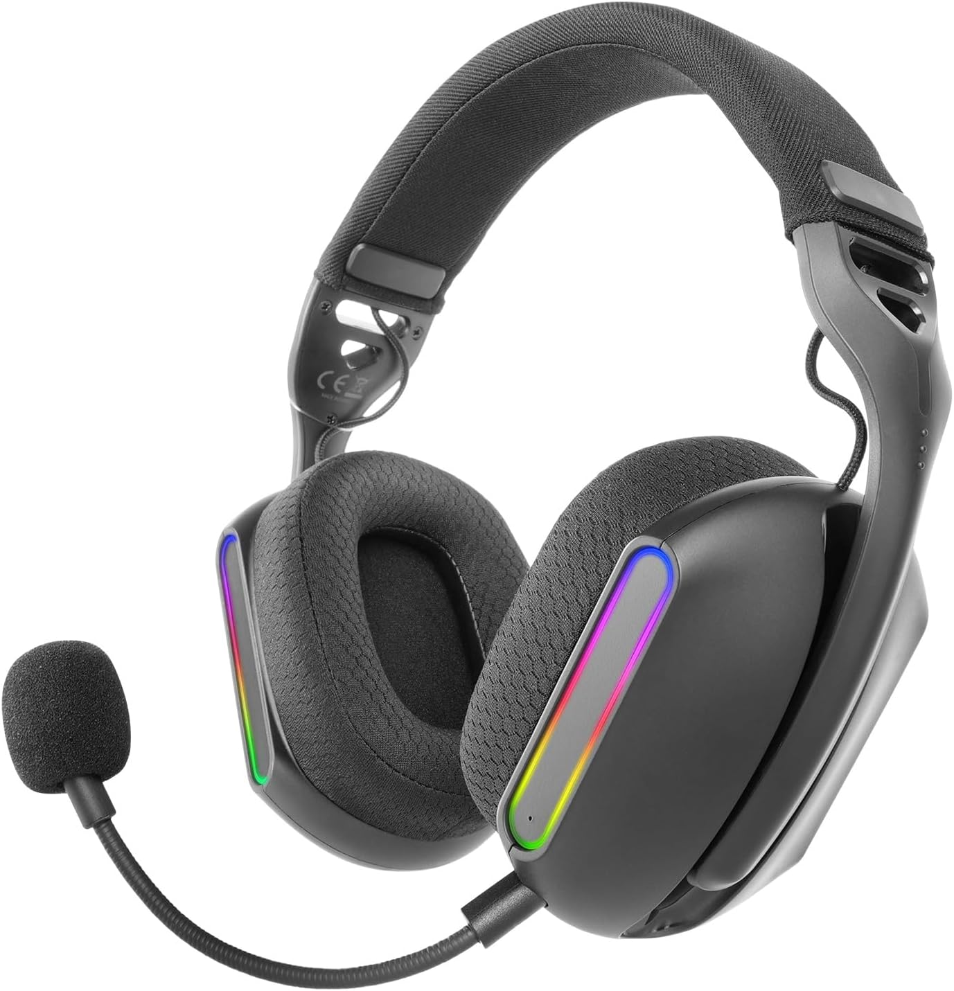 MARSGAMING MHW-PRO Wireless Gaming Headset ARGB Flow, 3D Surround Sound 7.1, Bluetooth 5.3 + 2.4Ghz + 3.5 Mm Jack, Ultralight Ergonomic Design, Dual Microphone, Multiplatform, Black image number 3