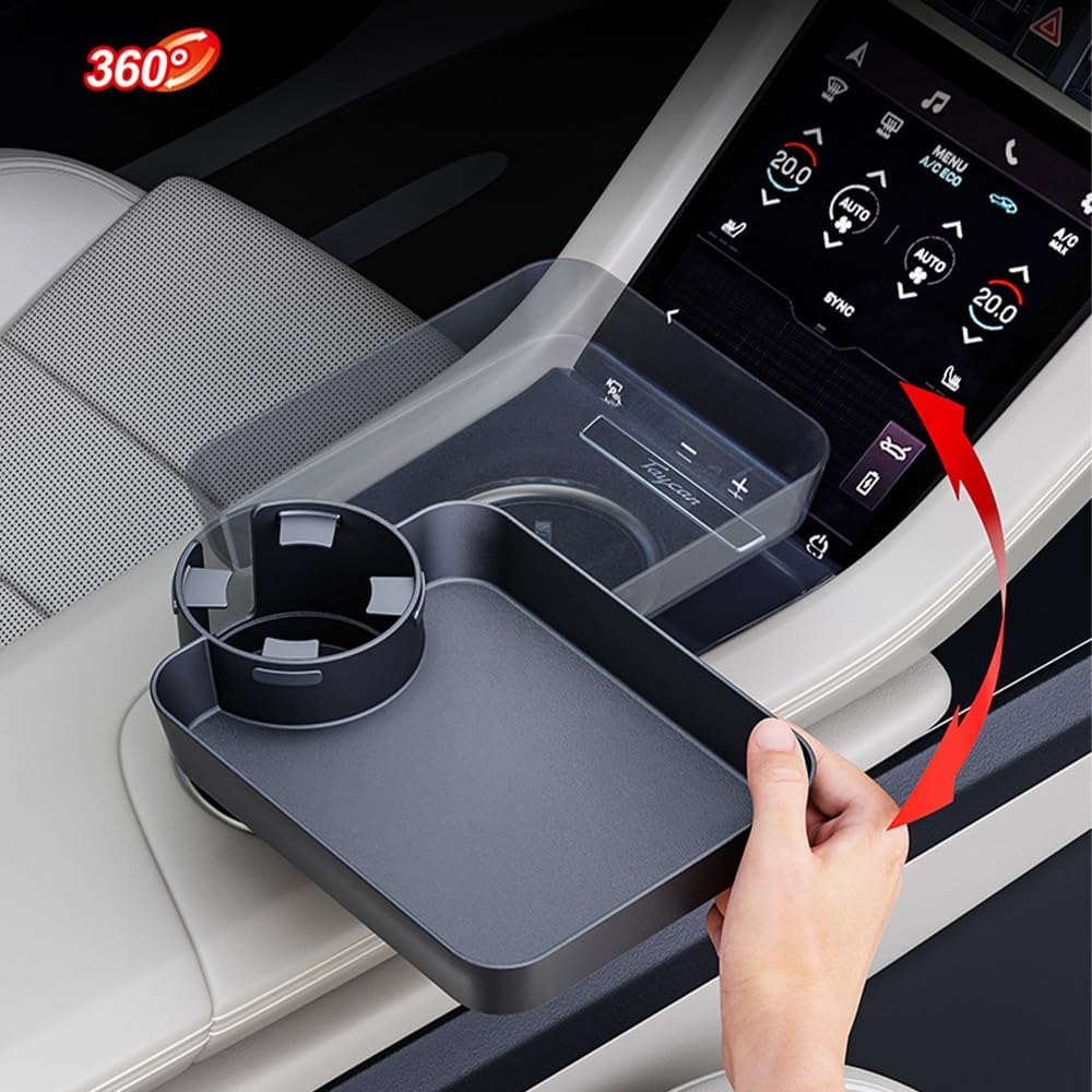 Portable Car Seat Tray Table with Cup Holder,Rotating Food & Drinks Tray for Car Travel & Road Trips image number 6