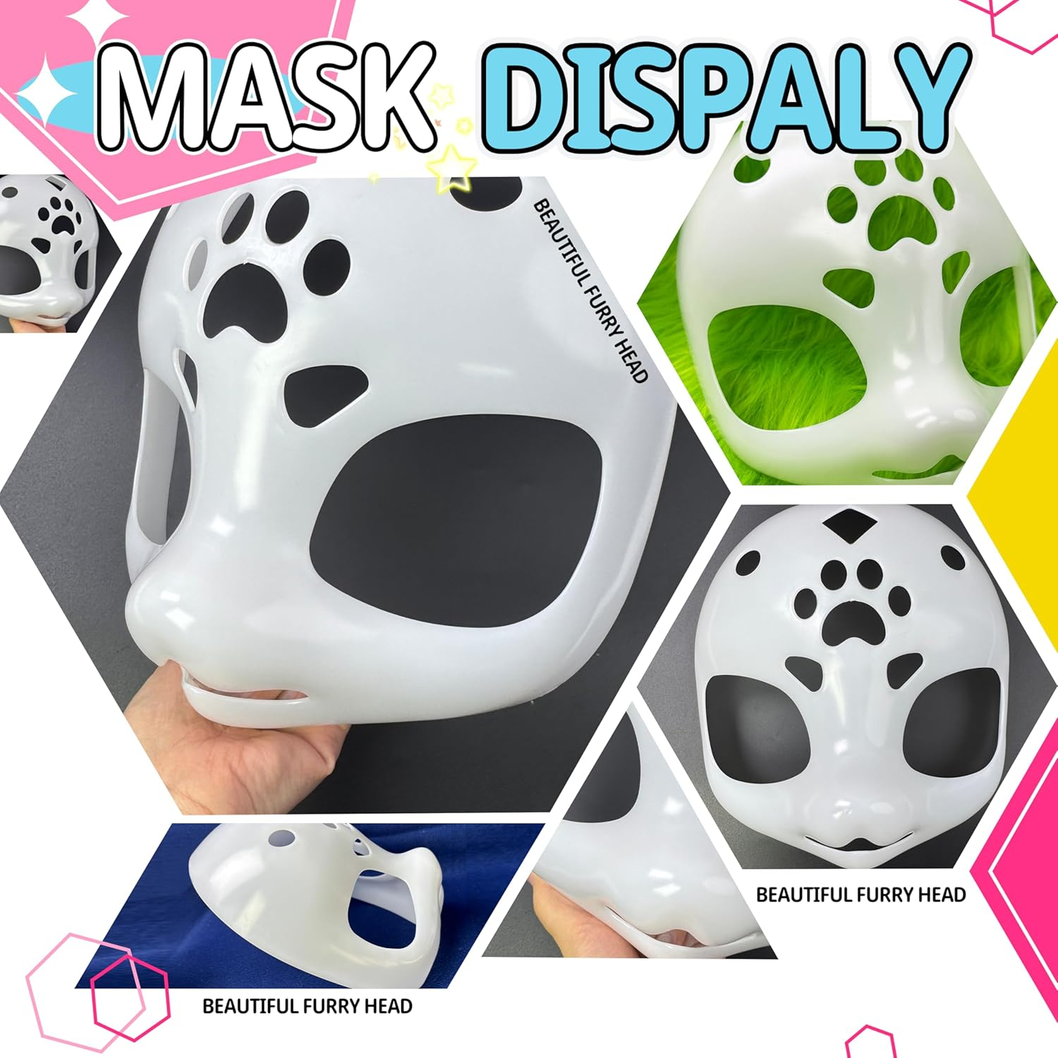 Liokoon Fursuit Head Base Furry Mask, 3D Printed Furry Accessories Therian Gear Gifts DIY for Cosplay Kawaii Costume Props image number 5