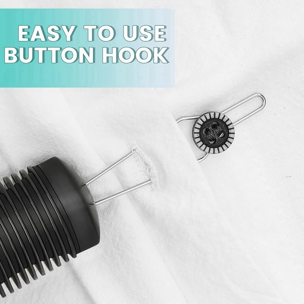 2Pcs Button Helper Tool Button Hook Tool Dress Zipper Pull Helper with Non-Slip Grips to Help with Shirts, Coats, Button Hook Aids for the Elderly and Arthritic image number 5
