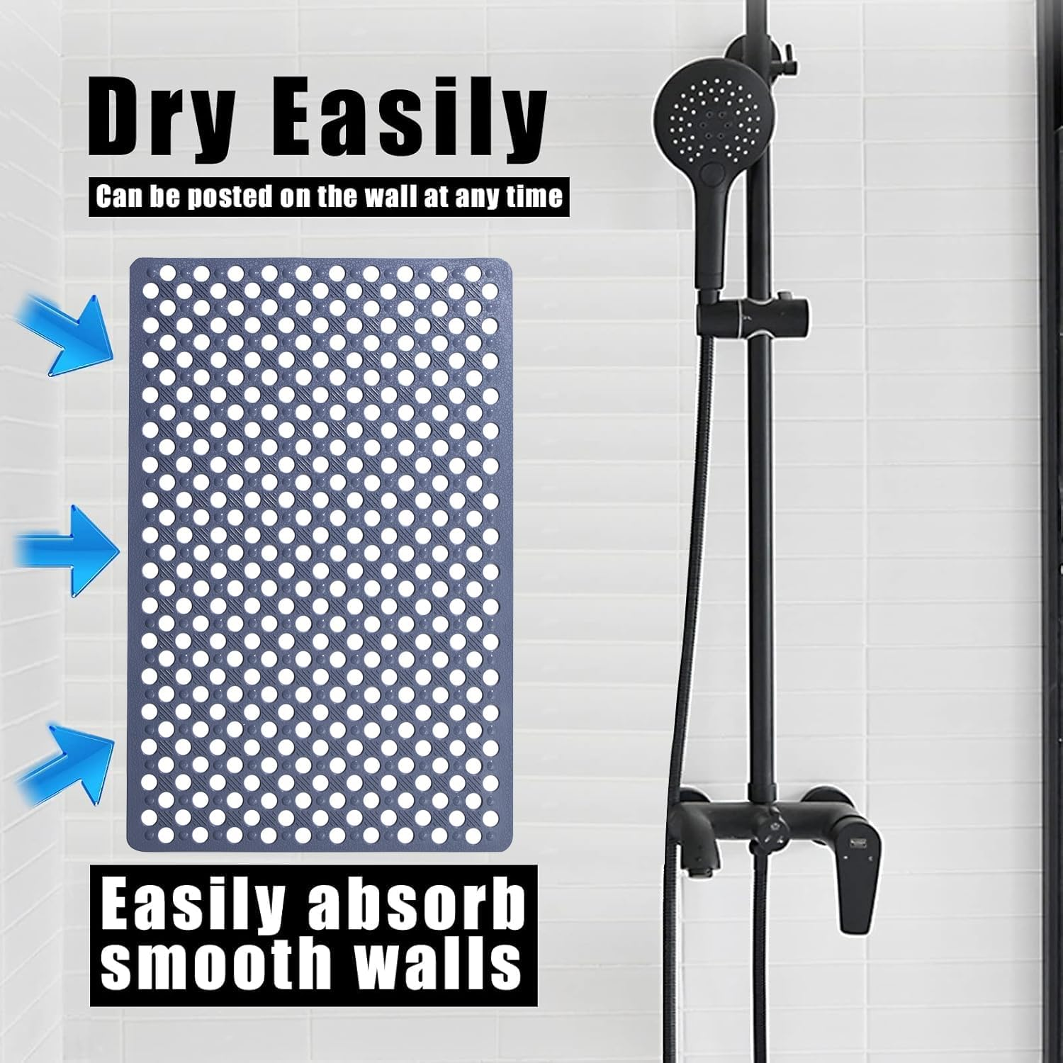 Mumoo Bear 75X43Cm Nonslip Bath Tub Shower Mat with Suction Cups, Extra Soft TPE Bath Mat for Kids, Bathtub Bathroom Mats, Machine Washable, Smooth/Non-Textured Tubs Only-Grey