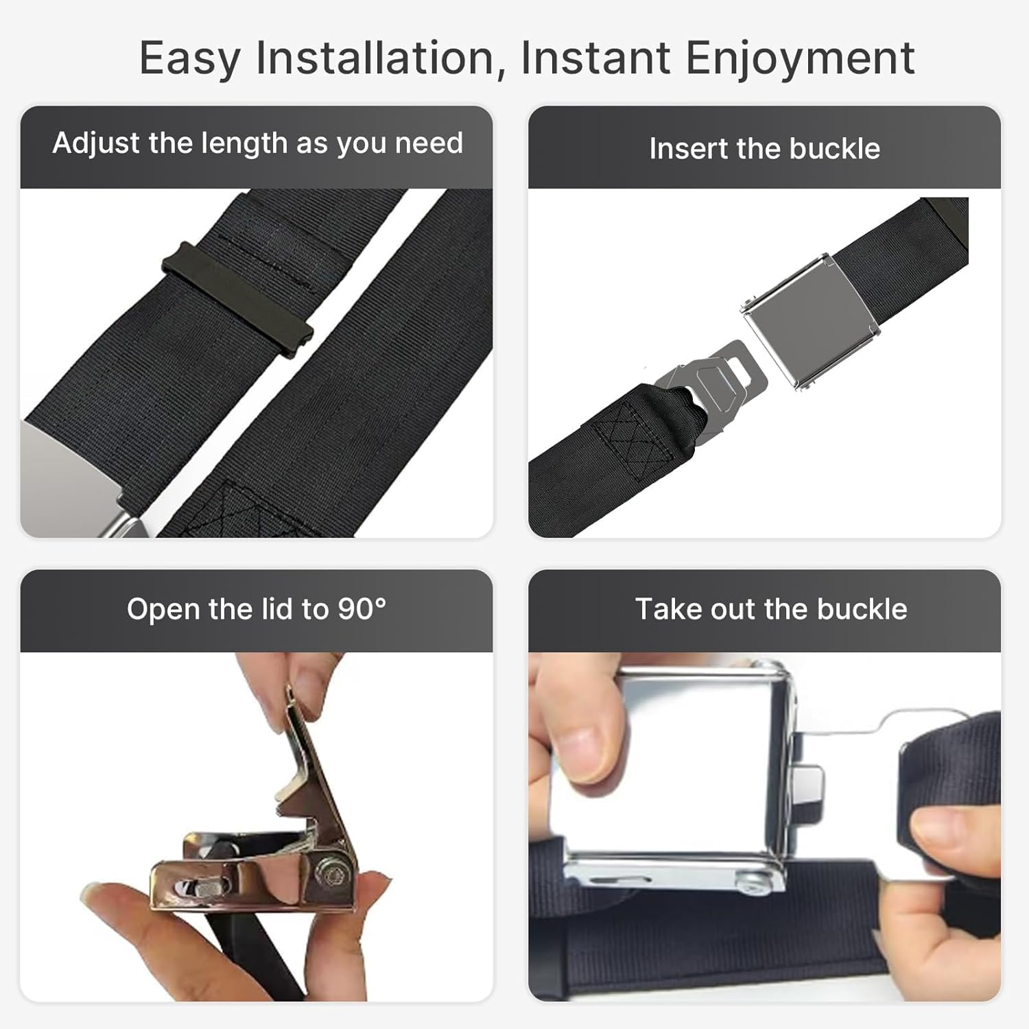 2-In-1 Airplane Seat Belt Extender, 7-31" Adjustable Length, Fits All Airlines Including Southwest Airlines 737-800/737MAX8 image number 2