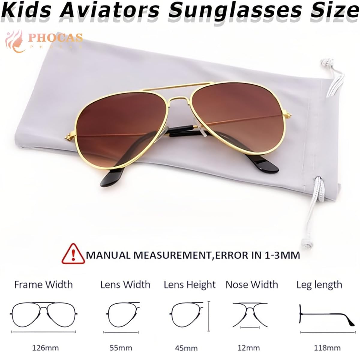 PHOCAS Kids Aviator Sunglasses UV Protection Aviator Sunglasses for Little Girls Boys Age 2-9 FUD180014 image number 5