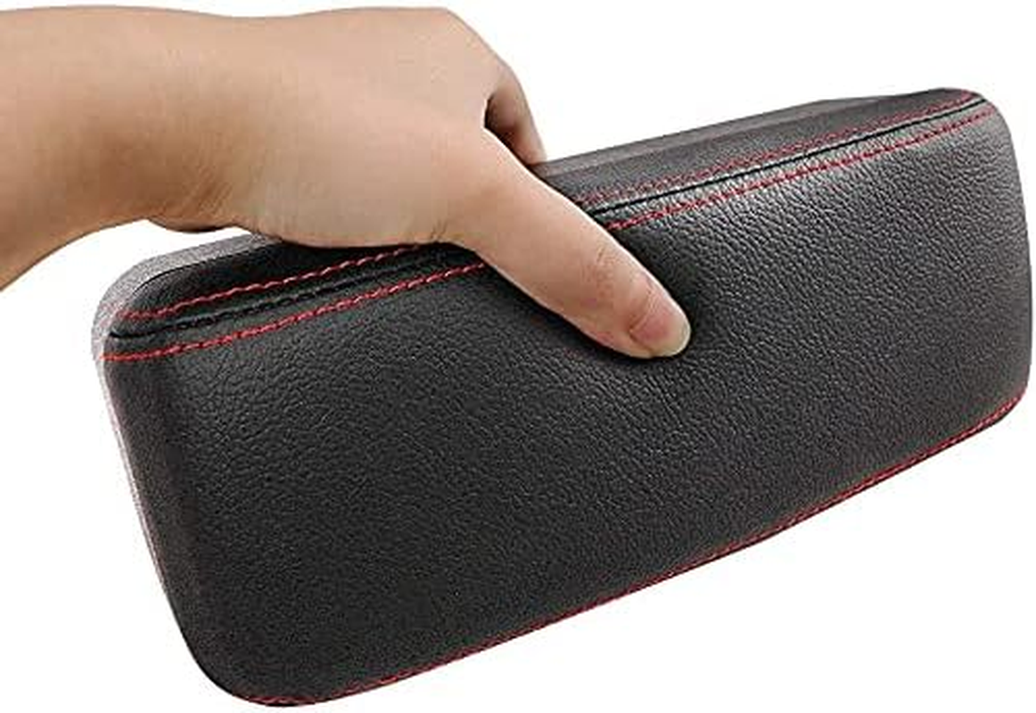 SENYAZON Car Console Armrest Box Arm Rest Height Adjustable Comfort Elbow Pad Armres Storage Organizer Box (Black White Line)