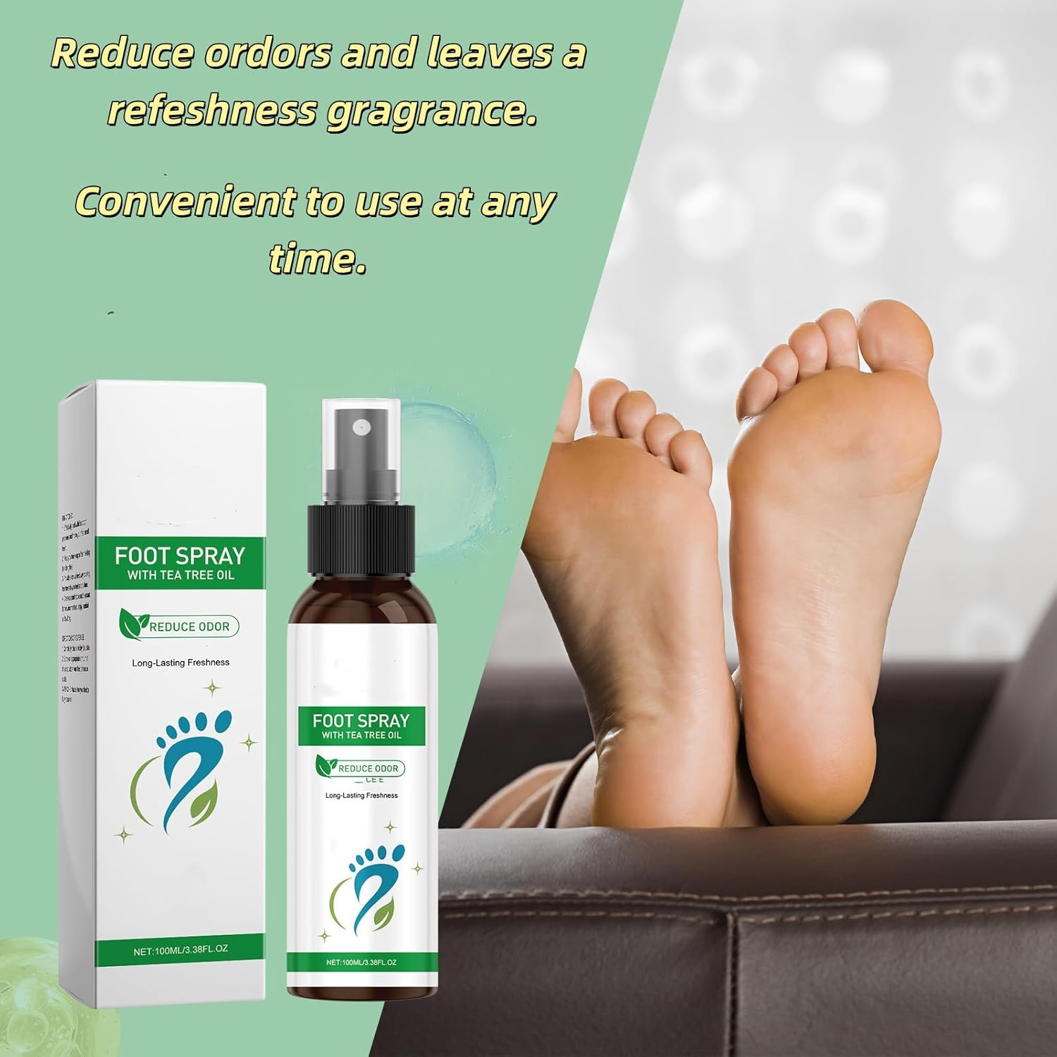 Foot Spray with Tea Tree Oil, Deodorant for Smelly Feet,Refresher Odour for Men and Women,Reduce Smelly Sweat for Athletes,Odor Sprays,School Smelly Shoe Refreshment (1Pcs) - 3Pcs image number 7