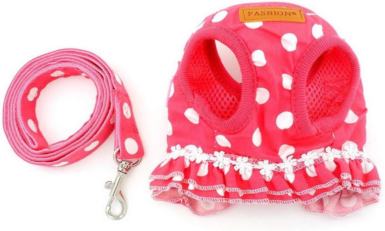 SELMAI Puppy Small Dog/Cat Dots Vest Harness Leash Set Mesh Padded No Pull Lead image number 3