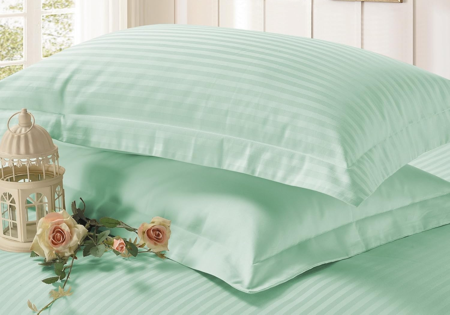 1200TC 100% Pure Cotton Luxury 3 Piece, Duvet Cover Set, with 2 Decorative Tailored Pillowcases in Choices of 5 Colors (King Size, Cloud) image number 2