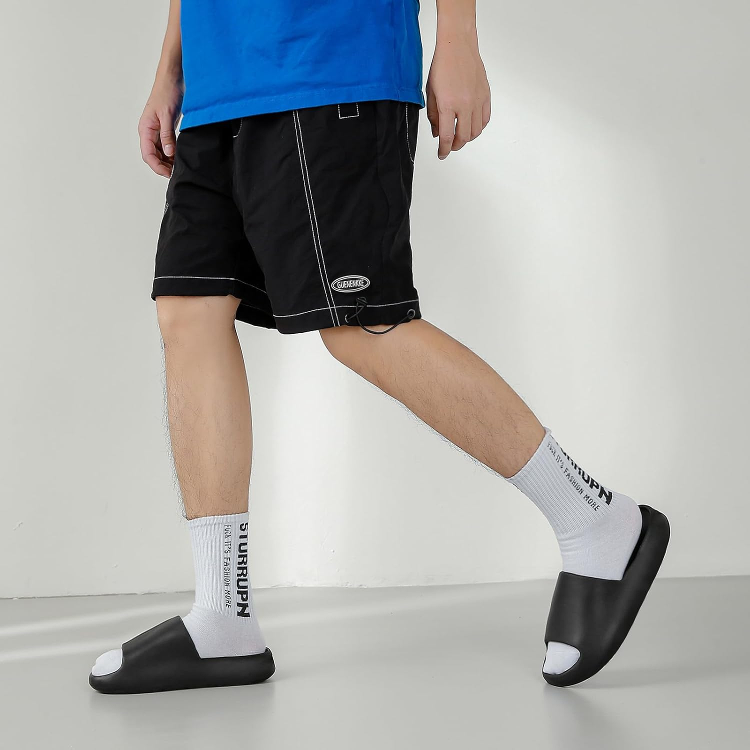 Cloud Slides for Women and Men, Comfort Platform Lightweight Slippers Slides, Unisex Foam Shower House Slippers, Summer Open Toe Sandals for Indoor and Outdoor, Black, 9.5 Women/8.5 Men image number 5