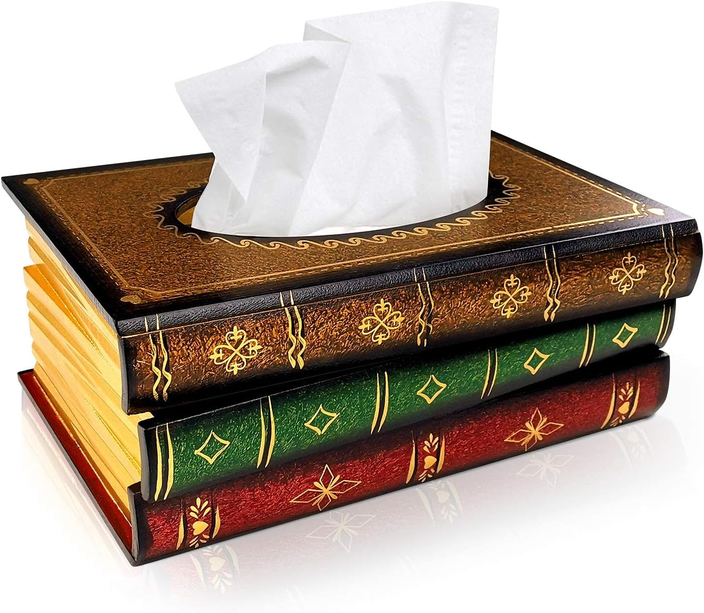 Vintage Wooden Antique Book Tissue Holder Dispenser/Novelty Napkin Paper Holder Box Cover for Book Reader Lover at Home/Office/Car Automotive Decoration image number 2