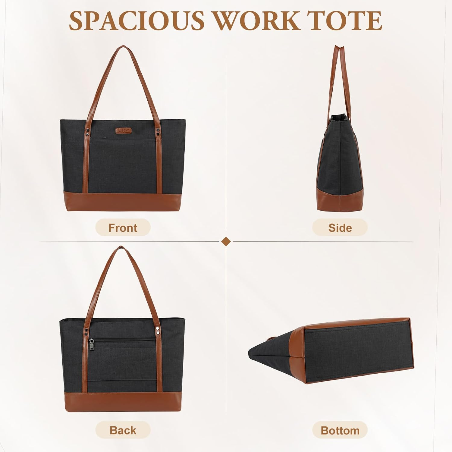 Laptop Tote Bag for Women, Vaschy Lightweight Large 14-15.6 Inch Laptop Shoulder Bag Purse Work Tote Bag Water Resistant Teacher Handbag Business Briefcase with Clutch Purse image number 5