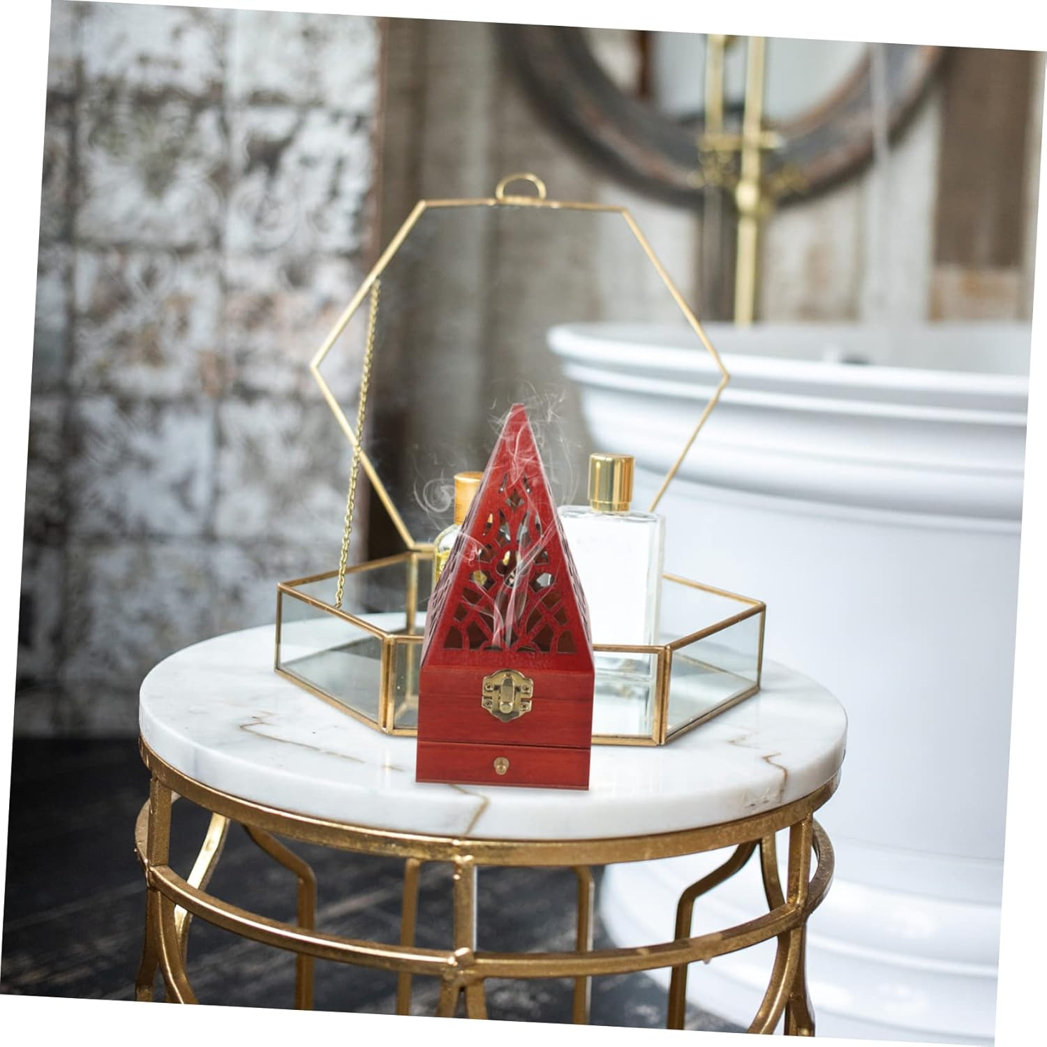 Abaodam 3Pcs Pyramid Incense Burner Holder Drawer Design Incense Burners for Home Decor and Meditation Space image number 2