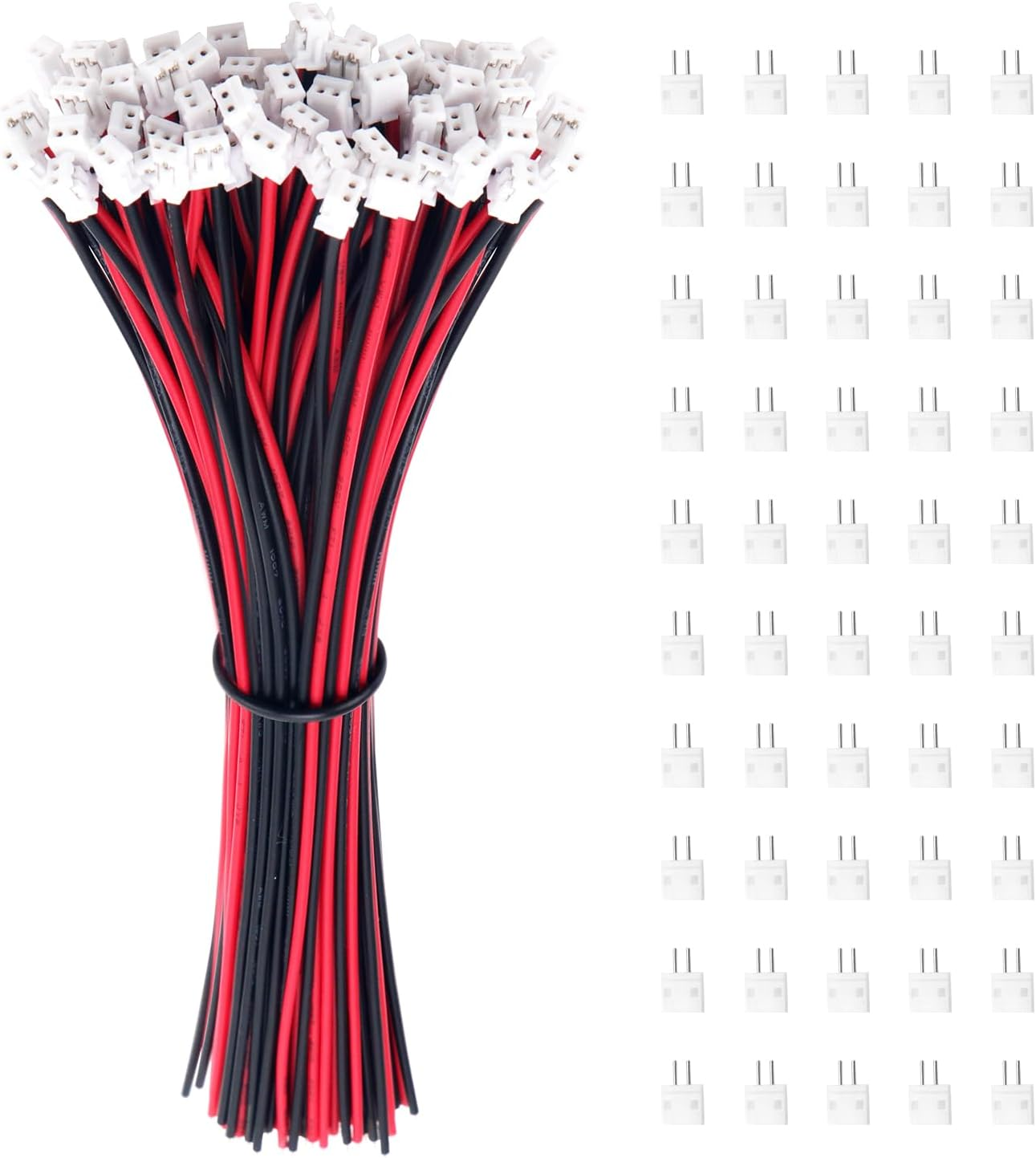 Lyeteung 30 Pairs JST 1.5 ZH 2 Pin Connectors, Mini Micro JST ZH 2-Pin Female and Male with 150 Mm 26AWG Cable Wire (Black Red)