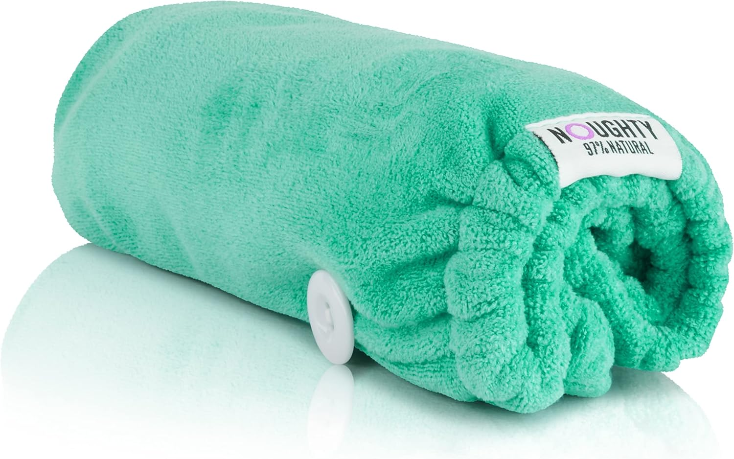 Noughty 97% Natural the Green One Microfibre Hair Towel, Quickly Absorbs Moisture, Reduces Breakage, Combats Frizz, Green