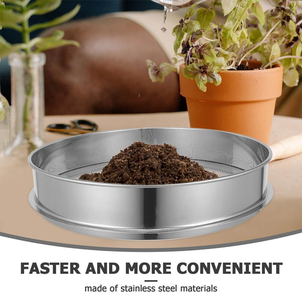 Milisten Garden Soil Sifter Stainless Steel Soil Sieve 10 Inch Handheld Strainer for Sifting Compost Potting and Removing Stones Twigs image number 2