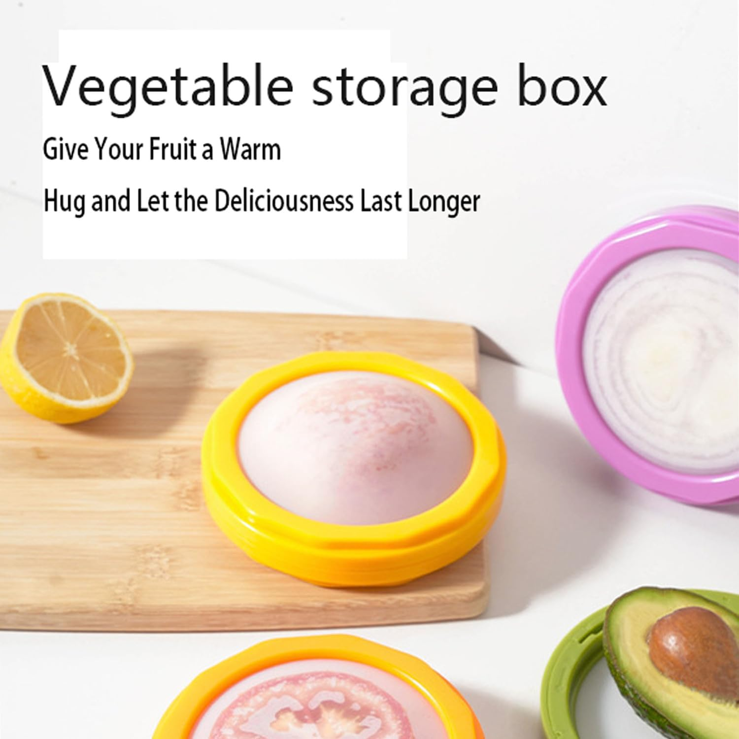4 Piece Set Silicone Food Storage Containers, Avocado Saver and Onion Storage,Multifunctional and Perfect for Lemons Garlic Tomato Cheese, Potatoes Storage Containers Reusable image number 5