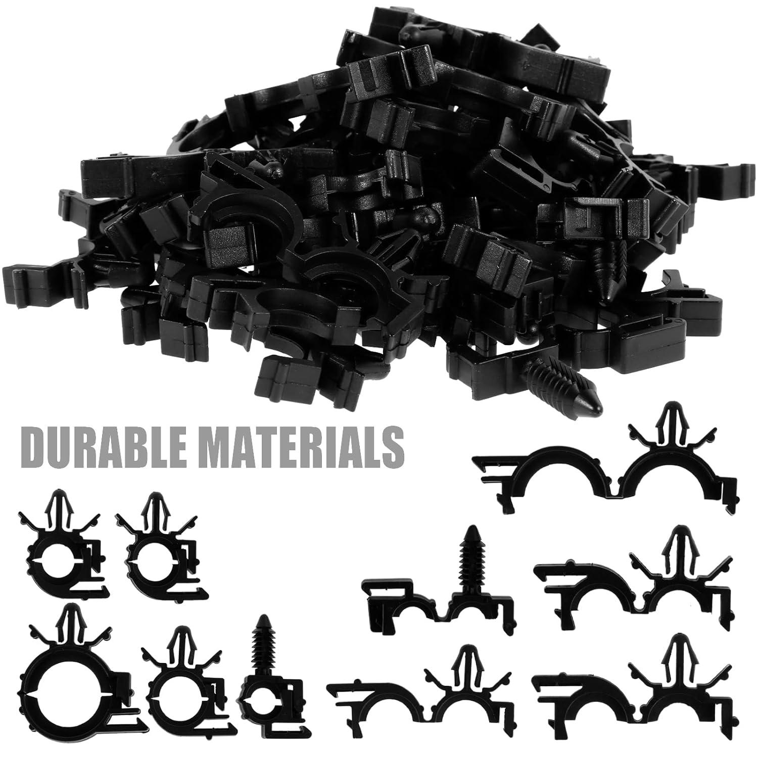 290Pcs Car Wire Harness Routing Clip Assortment Kit，Wire Routing Clips Enduring Nylon Retainer Car Clips Replacement Parts for Most Cars Auto，5 Different Sizes image number 1