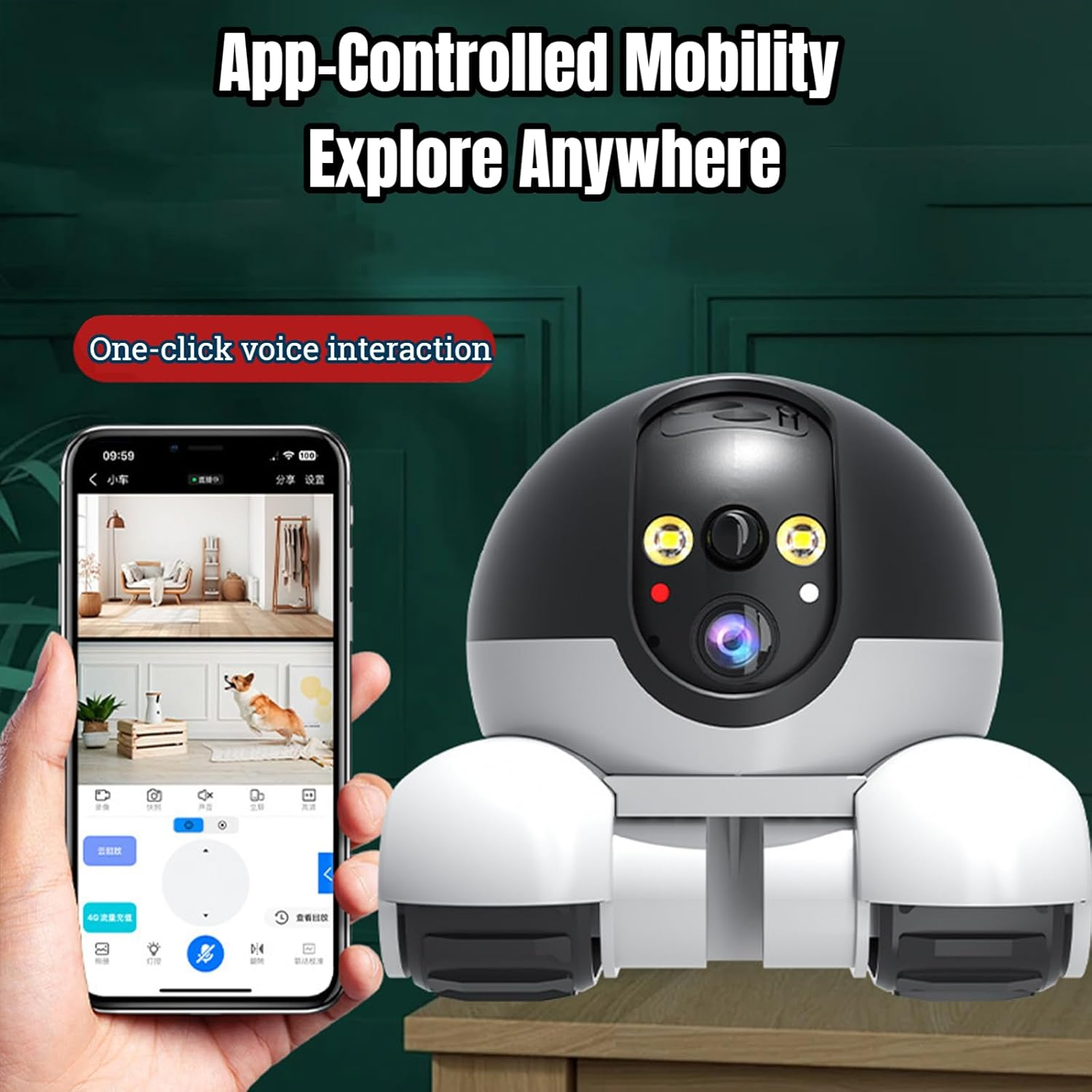 Blinky Bot Robot Camera &ndash; 1080P HD Pet Camera with 360&deg; View, Dual Lens, App Remote Control, Night Vision, 2-Way Audio, Indoor Mobile Wi-Fi Smart Robot (#A) image number 2