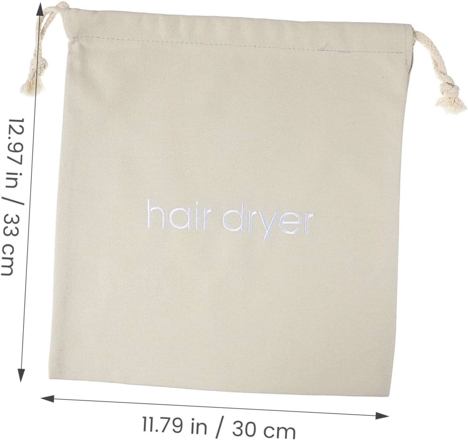 DONFAMDS Hair Dryer Storage Bag Drawstring Canvas Organizer for Home Hotel Guest Capacity Dustproof Cover with Smooth Strings for Full Dryer and Personal Items - Light Grey image number 5