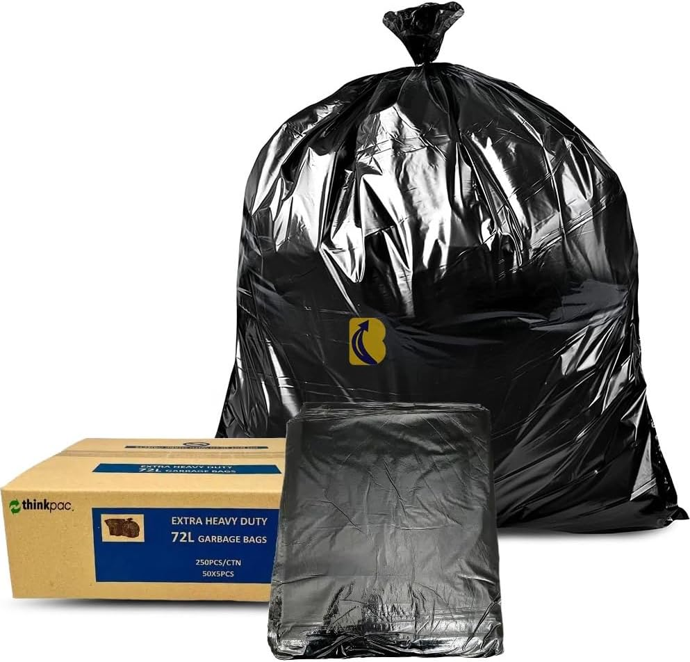 72L Flat Seal Bin Liners - 32Um - 250 Bags (Restaurant Grade/Grade 5) (900Mm X 760Mm), Kitchen, Home, Schools, Commercial, Hotel, Office, Pantry, General Use, Disposable Trash, Garbage, Rubbish Bags image number 4