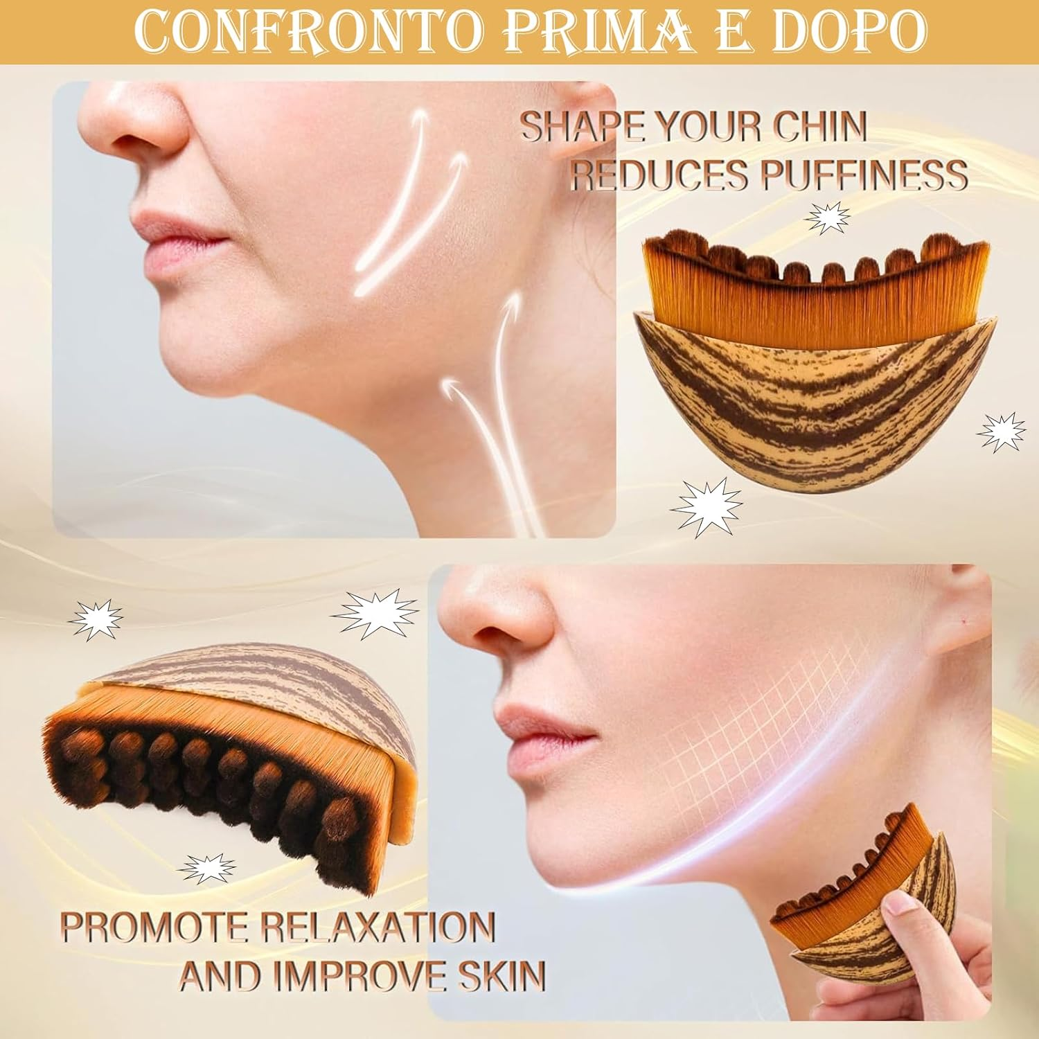 Lymphatic Contour Face Brush, Massager Contour, Lymphatic Drainage Massager Chin, Lymphatic Brushes Face, Dry Brushes, Face Brush, Lymph Brush Face, for Face Massage image number 3