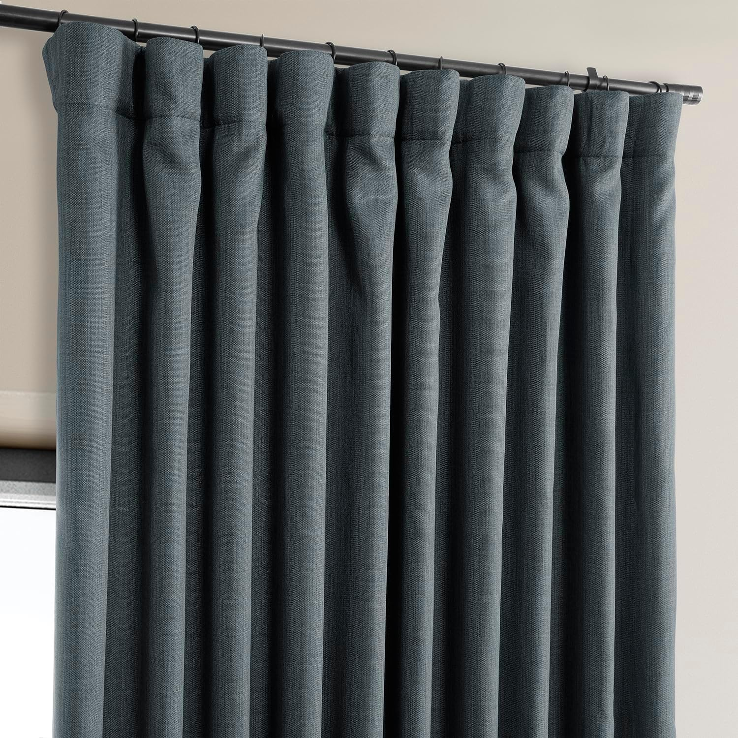 HPD Half Price Drapes Faux Linen Textured Room Darkening Curtains for Bedroom 108 Inches Long (1 Panel), 100W X 108L Extra Wide Curtains for Living Room Home Decor, Reverie Blue image number 6