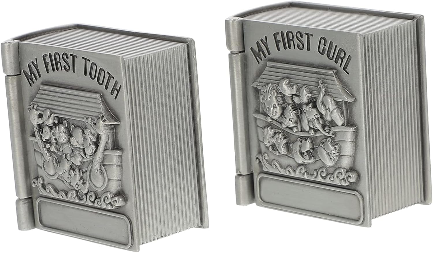 Kisangel 2Pcs Metal First Tooth Storage Boxes for Boy Girl Keepsake Curl Cases as Tooth Fairy Box and Keepsakes image number 1
