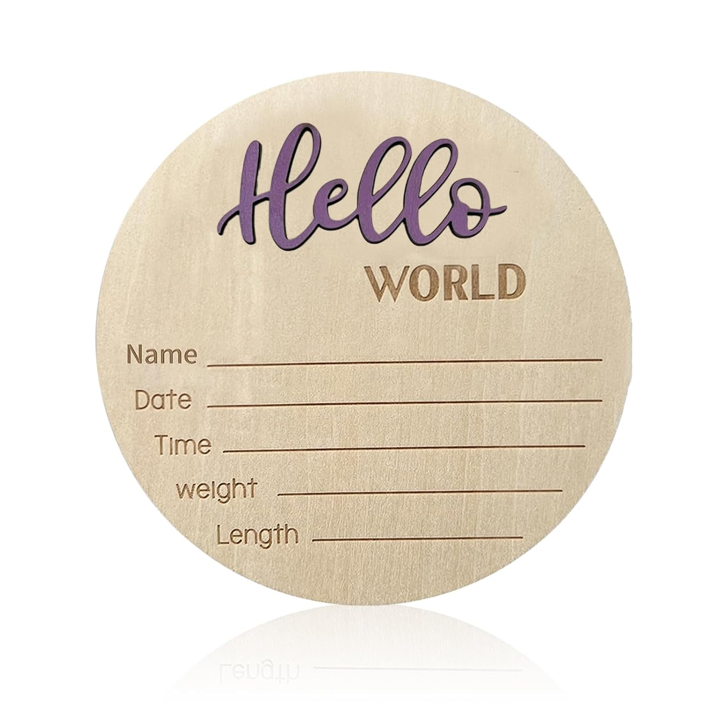Baby Announcement Sign, ​5.9 Inch Wooden Hello World Newborn Signs, Birth Announcement Sign, Baby Shower Hospital Nursery for Newborn Boys and Girls (White)
