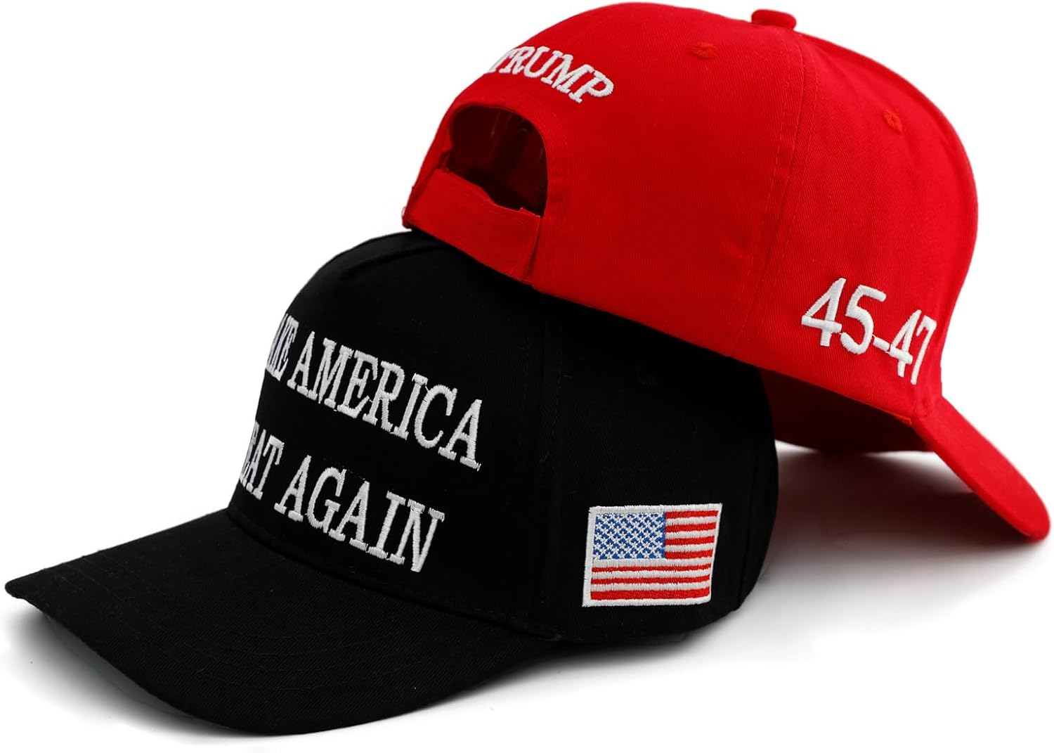 Nigua MAGA Hat,45-47 Trump 2024 Hat Make America Great Again Slogan Baseball Cap - 2Pcs Redblack image number 2