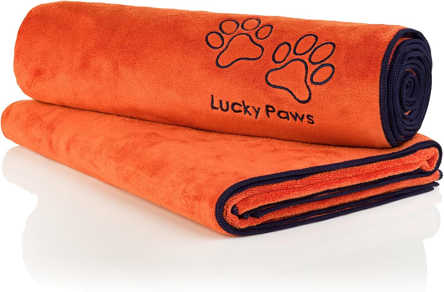 Lucky Paws&reg; Dog Towel &ndash; Extra Large 140 X 70Cm - UK Based Seller - Super Absorbent Microfibre Towel - Fast Drying - Super Soft - Premium Pet Towels (Pack of 2, Navy Blue)