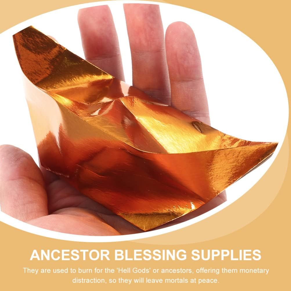 Operitacx 200Pcs Semi-Finished Chinese Ingot Paper for Ancestor Worship Sacrificing Ingots for Tomb-Sweeping Day Traditional Supplies for Qingming and Ghost Festival image number 6