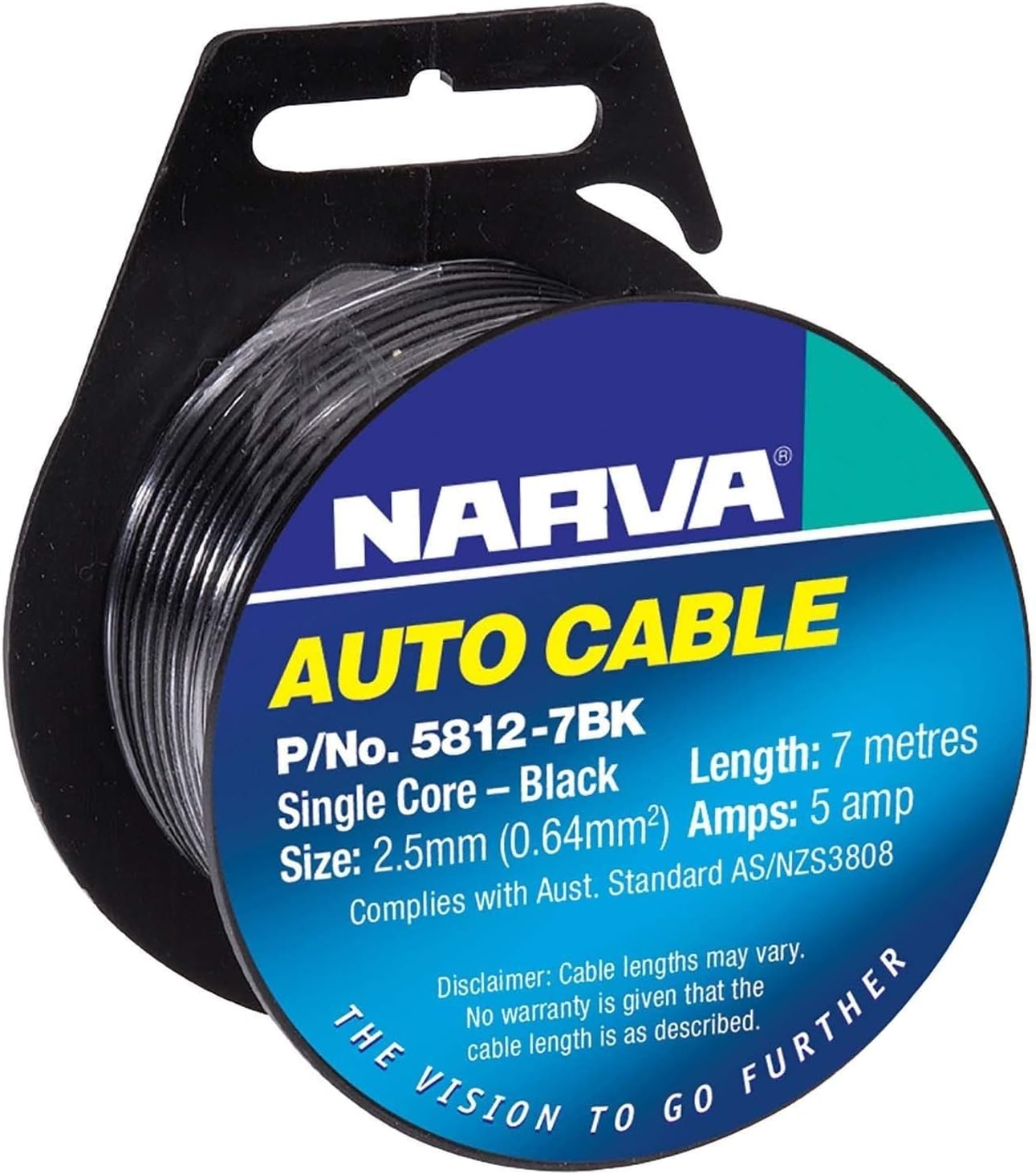 Narva 5A Auto Cable, 2.5 Mm Diameter, Black