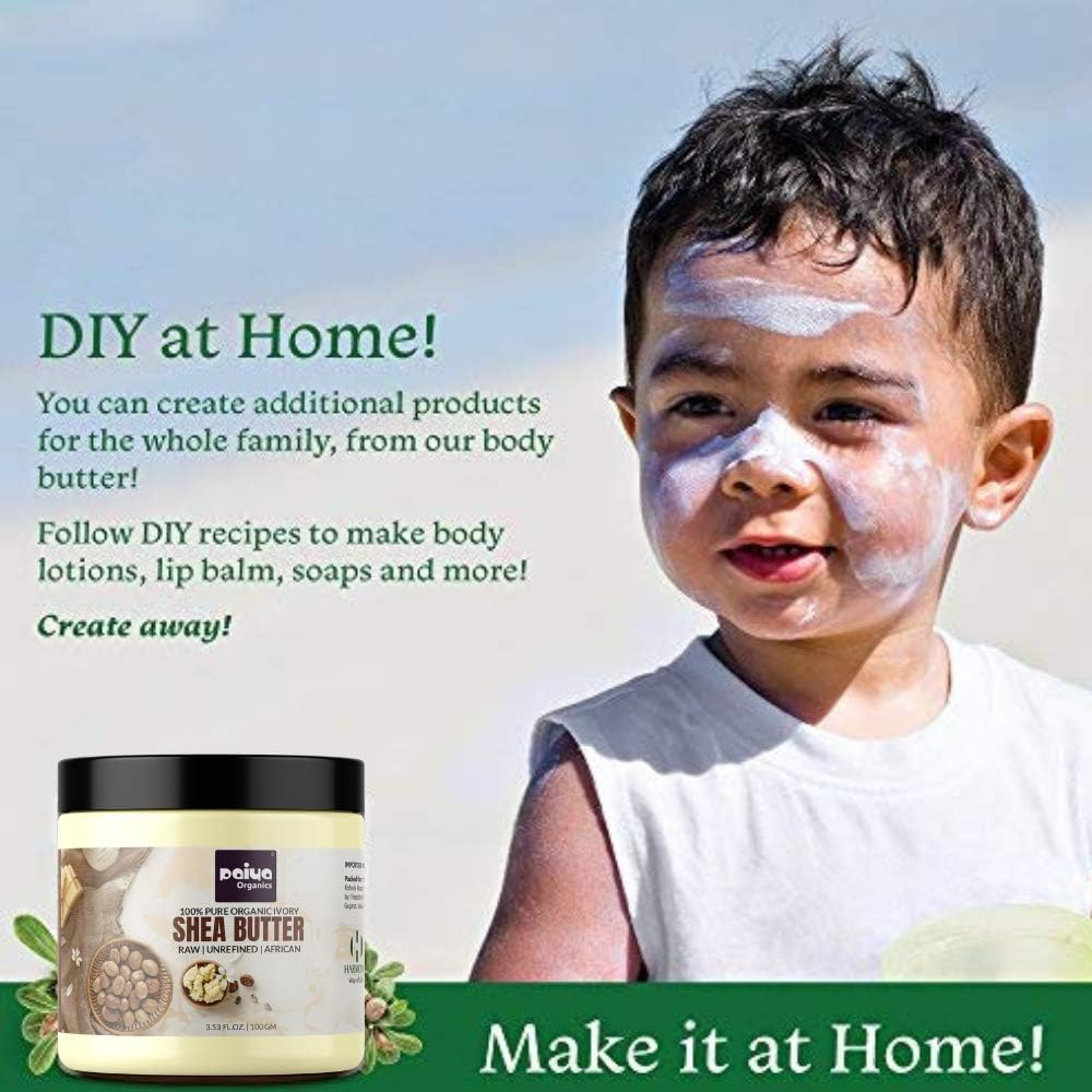 Paiya Organics Raw Shea Butter for Skin & Hair, Organic Shea Butter Sourced from Ghana Unrefined for Stratch Marks, 200G image number 3