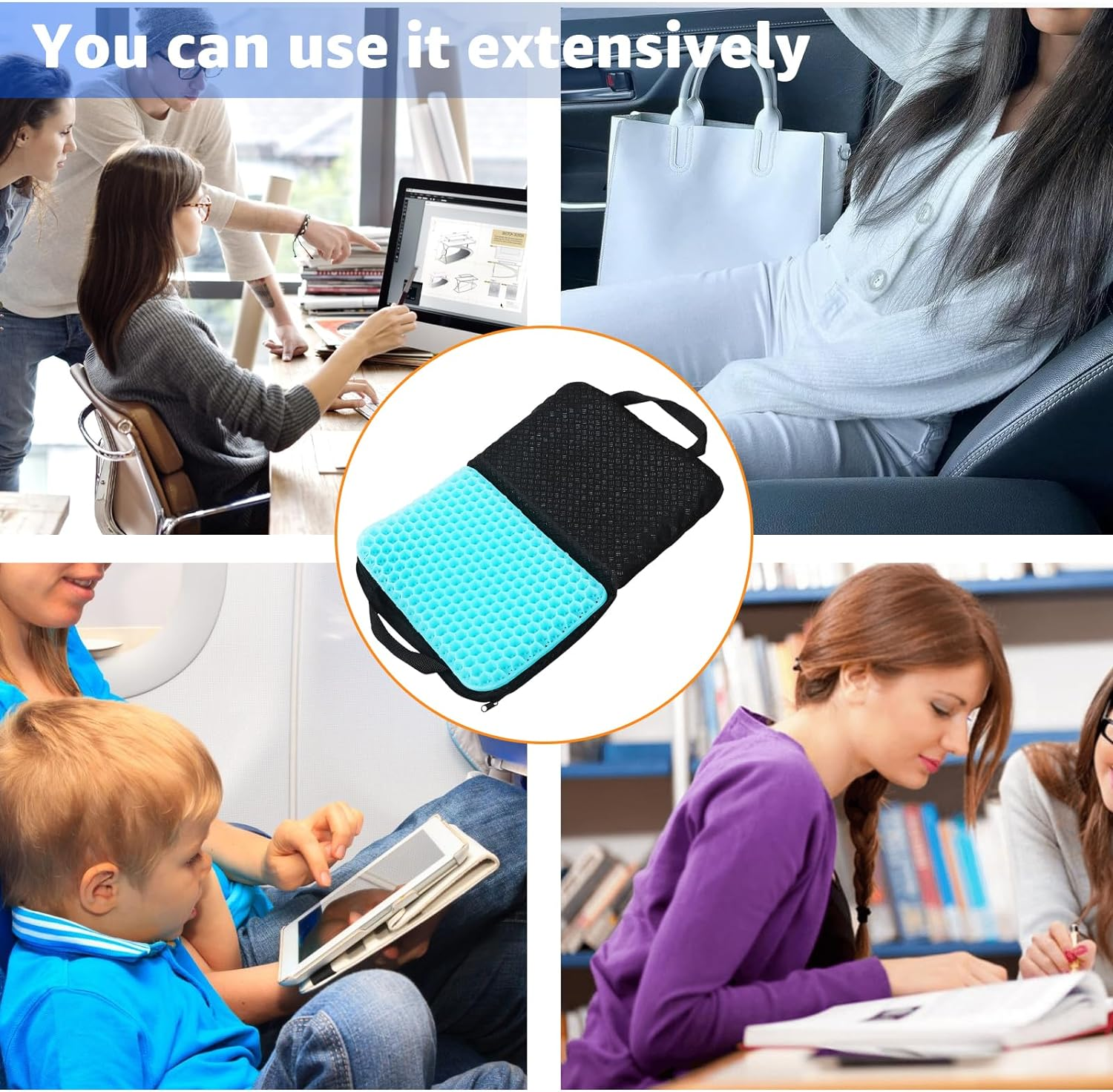 Ketimos Gel Travel Seat Cushion &ndash; Portable Airplane Seat Cushion &ndash; Foldable Cushion for Airplane Seats, Camping, Bleachers, Flights, Commute image number 4