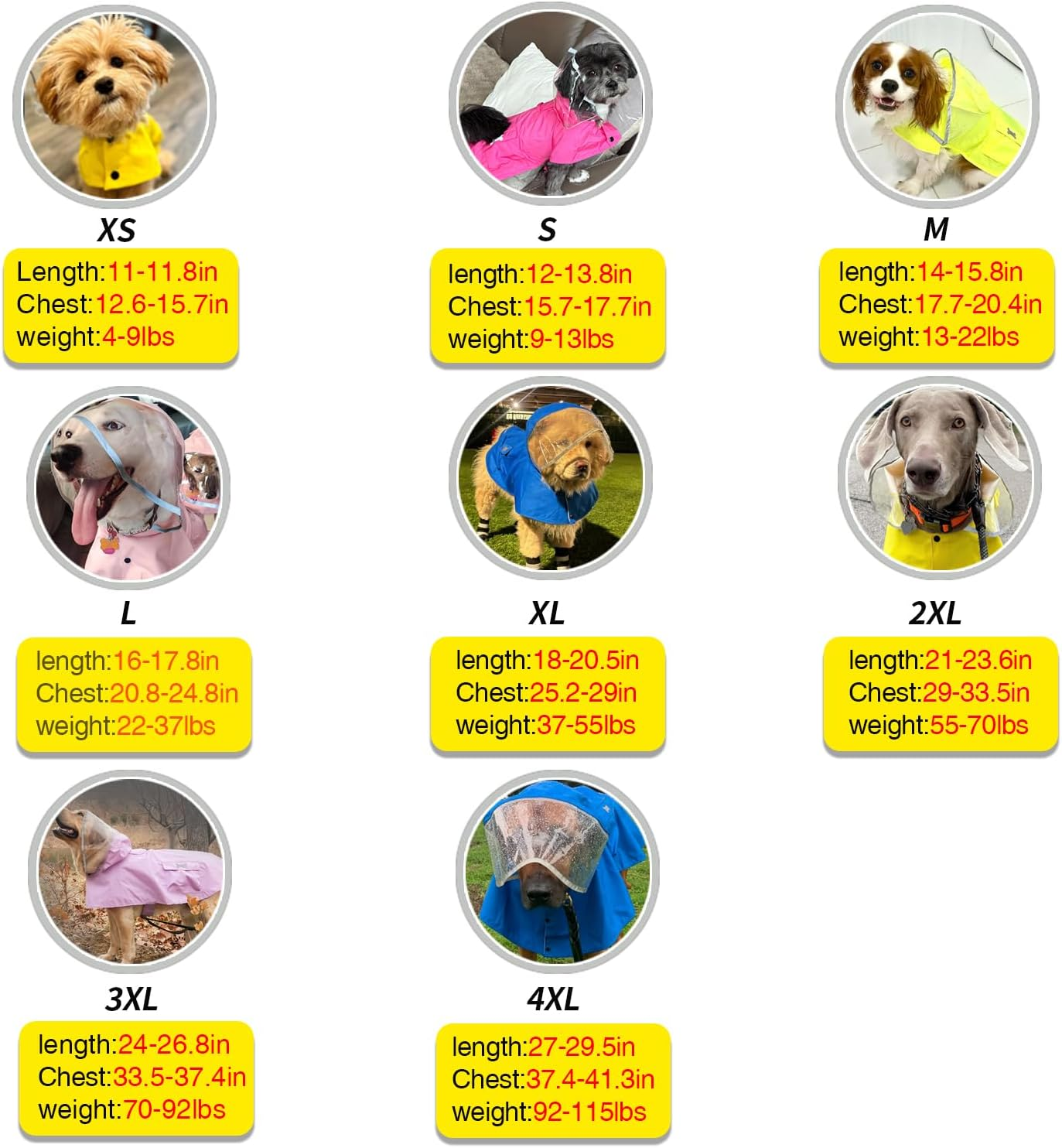 Waterproof Dog Raincoat, Adjustable Reflective Lightweight Pet Rain Clothes with Poncho Hood (Large, Yellow) image number 6