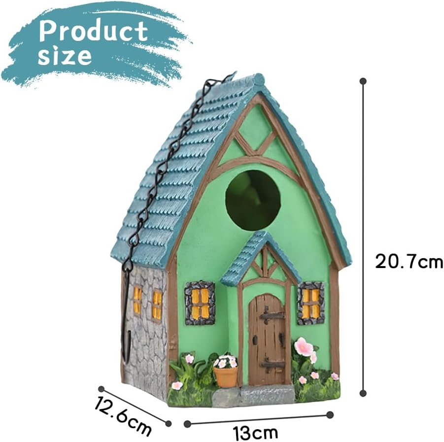 Outdoor Birdhouse, Hanging Natural Bird Nest, Resting Place, Resin Colorful Bird Nest Box with Hanging Chain, for Outdoor Garden Backyard Decoration, Birdhouse for Wrens, Finches, Cardinals image number 1