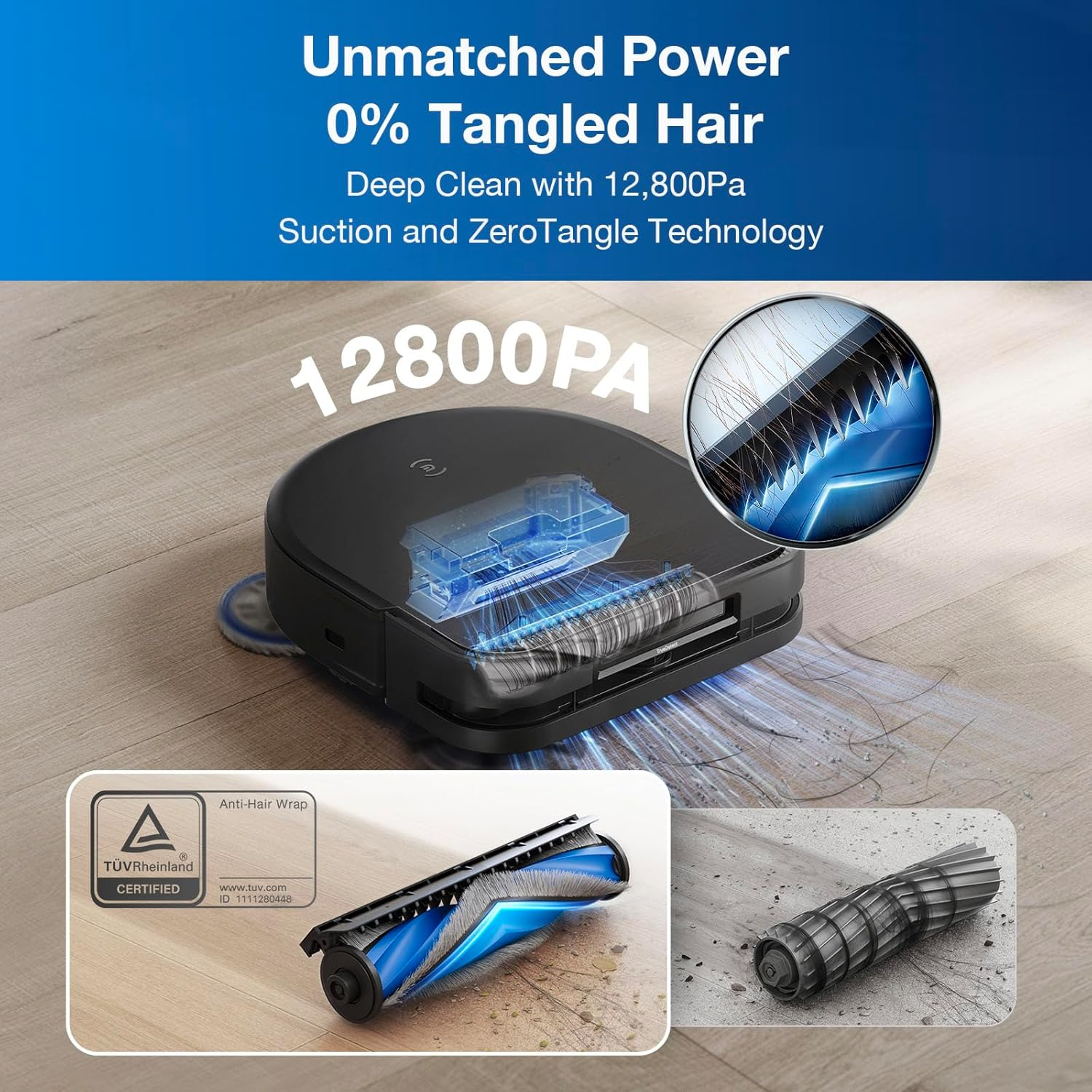 ECOVACS DEEBOT X5 Omni Vacuum Robot with Mopping Function, 12,800Pa Suction Power, Zerotangle Technology, Truedge&trade; Edge Mopping, 70&deg;C Hot Water Mop Washing, Auto Lift of the Mop, Self-Emptying image number 6