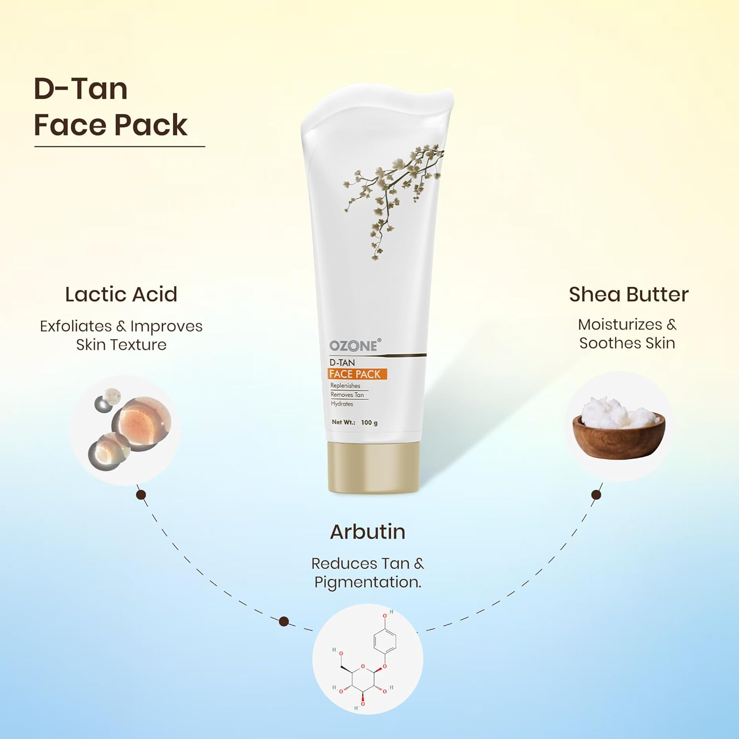OZONE D Tan Trio (D Tan Cleanser 250G + D Tan Scrub 100G + D Tan Face Pack 100G) (3 Items in the Set) image number 3