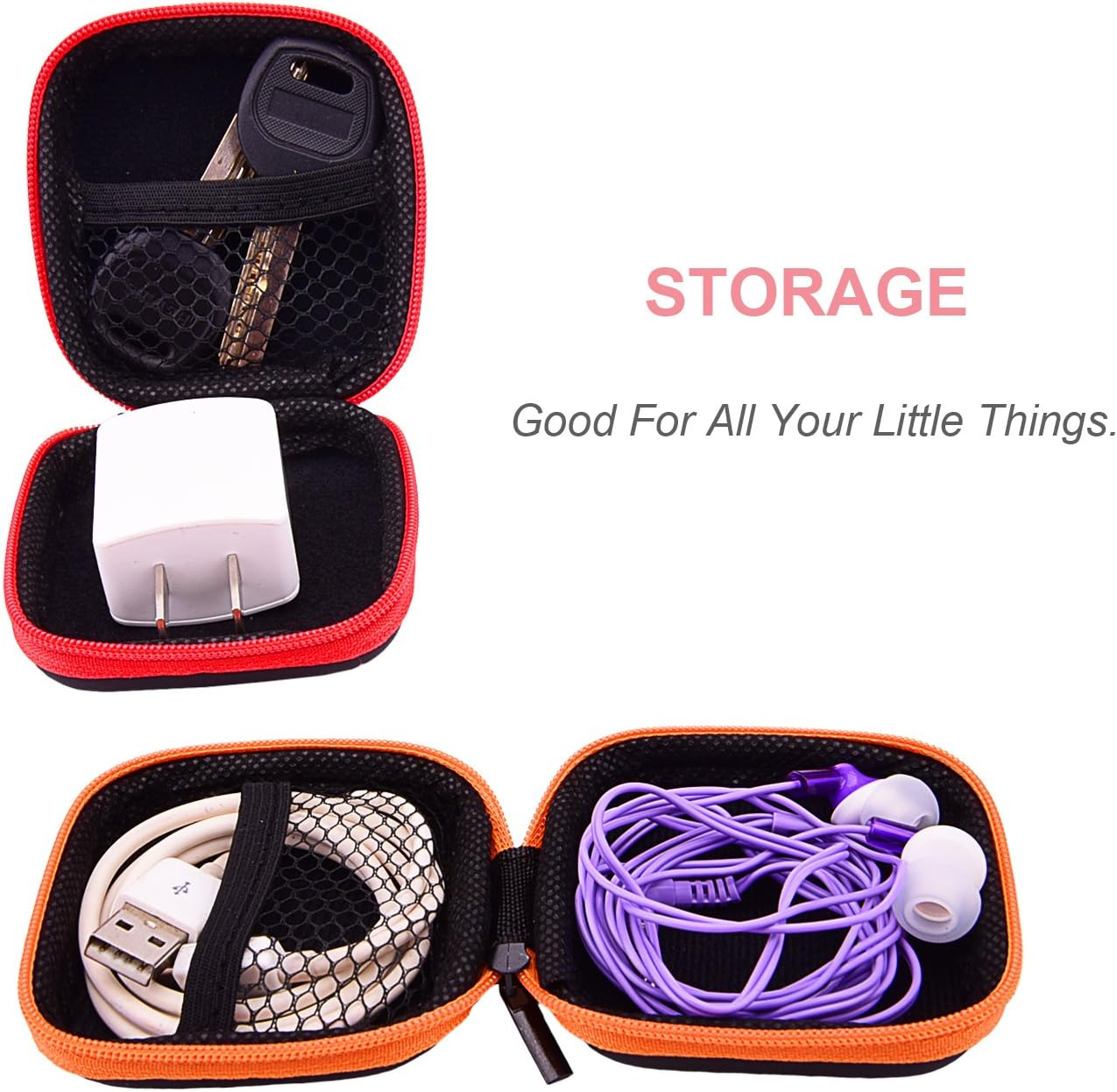 Sunmns 5 Pieces in Ear Bud Earphone Headset Headphone Case Mini Storage Carrying Pouch Bag with Carabiners image number 3