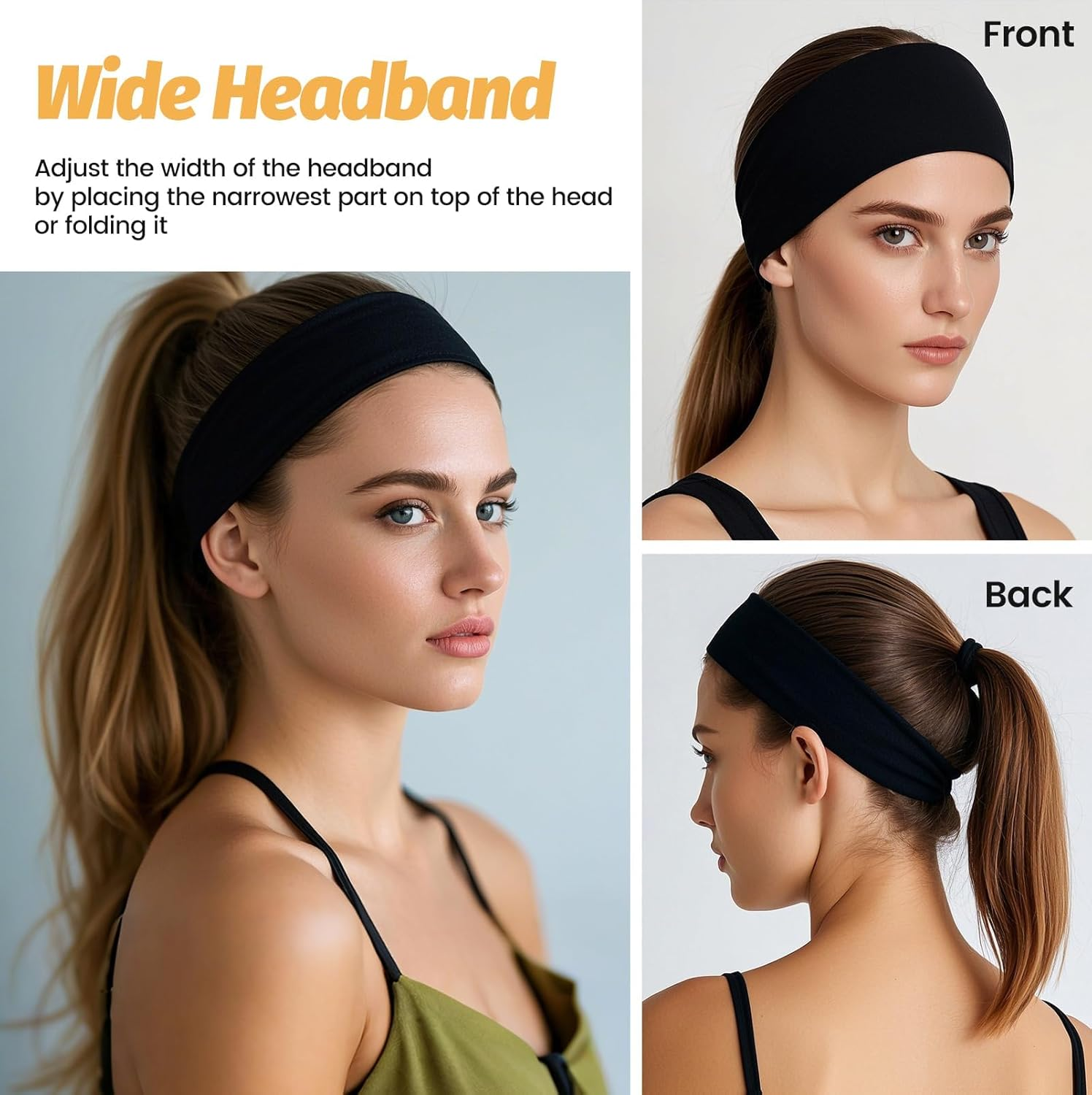 Headband, 6Pcs Sweatband Set for Women, Sweat-Wicking Soft Breathable & Skin-Friendly Hair Bands, Lightweight Stylish Hair Accessories for Workout, Gym, Yoga, Running, Sports, Fitness - Multicolor 1 image number 5