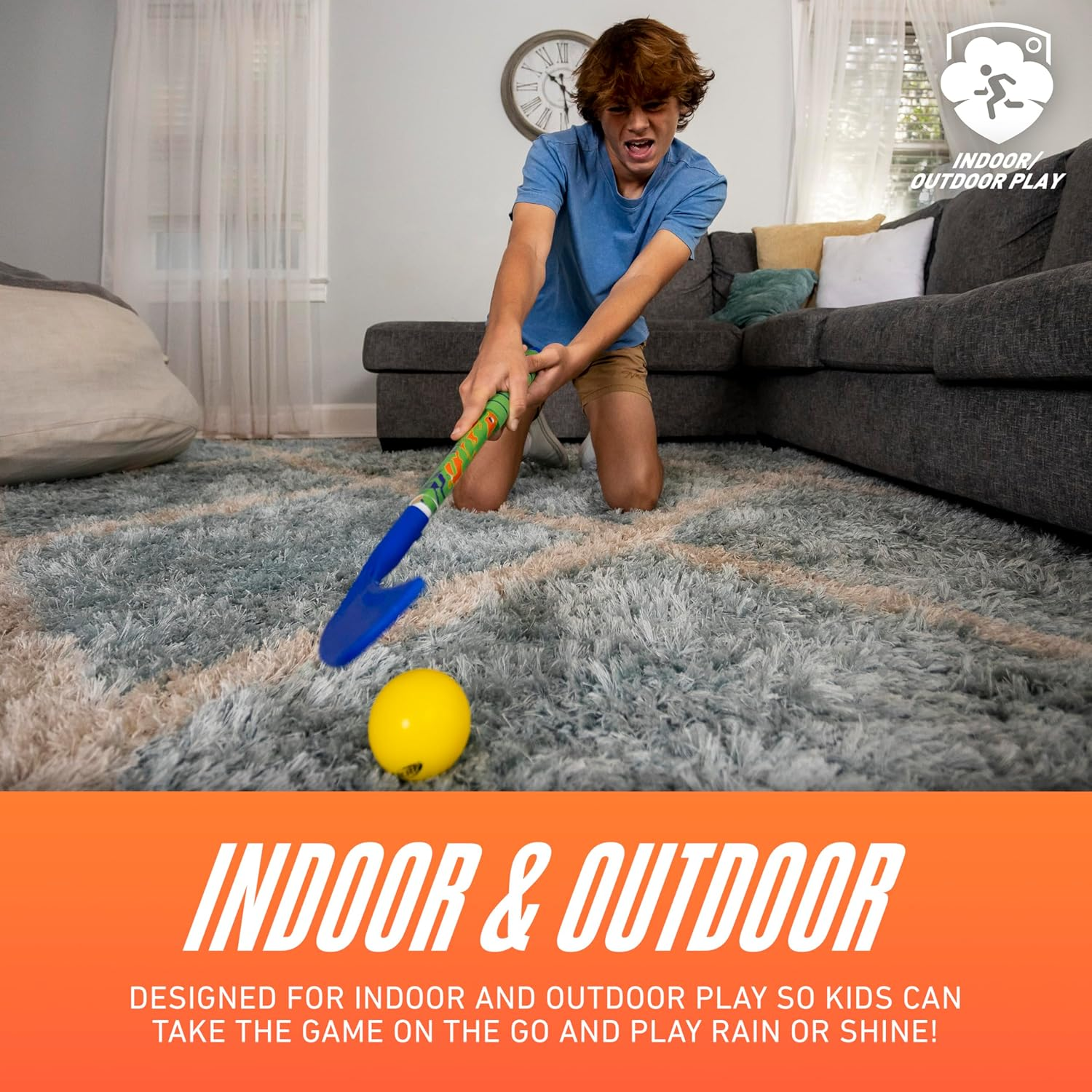 NERF Proshot Kids Hockey Sticks + Ball Set - 2 Player Youth Indoor + Outdoor NERF Hockey Set - 2 in 1 Knee + Floor Hockey Sticks - (2) NERF Proshot Youth Hockey Sticks + (1) Foam Hockey Ball Included image number 6