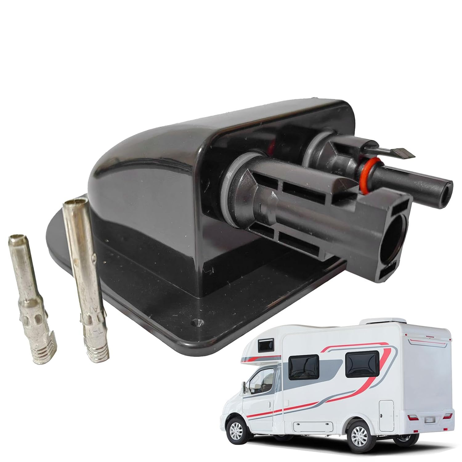 Double Cable Entry Housing,Photovoltaic Waterproof Junction Cable Gland Box - Intelligent Protection Photovoltaic Connector Waterproof Box for Motorhomes, RV, Caravans, Boats - Black image number 3