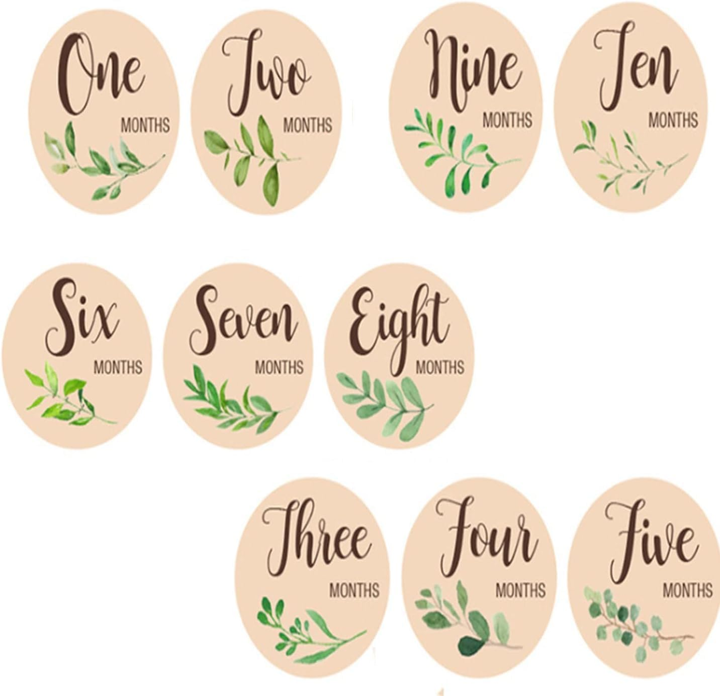 Monthly Baby Milestone Cards Wooden Milestone Discs, 10Pcs Double Sided Wooden Baby Monthly Milestone Cards, Baby Monthly Milestone Cards Sign Wooden Monthly Milestone Cards Baby Milestone Cards Discs image number 2