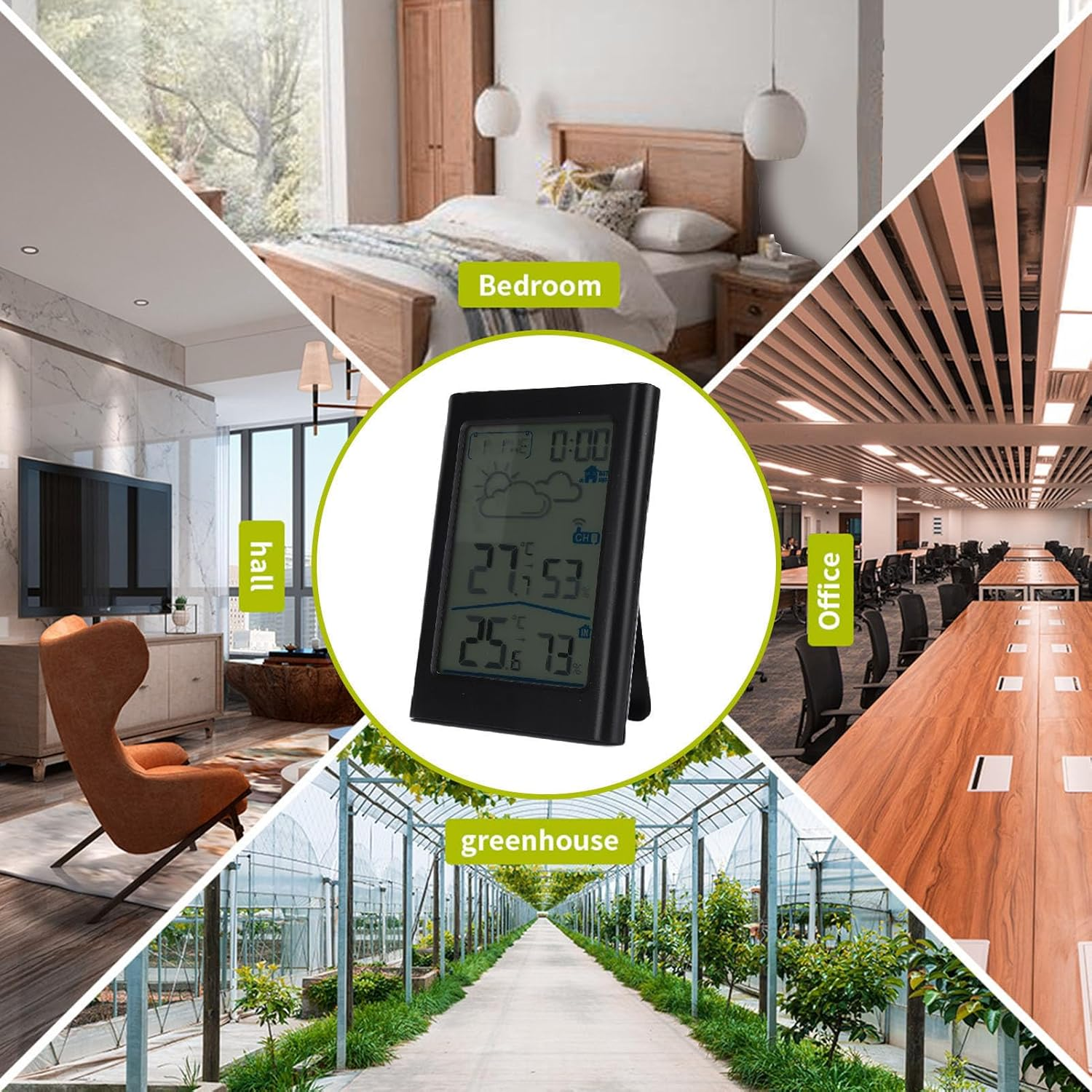 Zopsc Indoor Outdoor Digital Temperature Gauge, Digital Weather Thermometer with Wireless Alarm Clock Date for Outdoor Temperature and Daily High Low Records image number 4