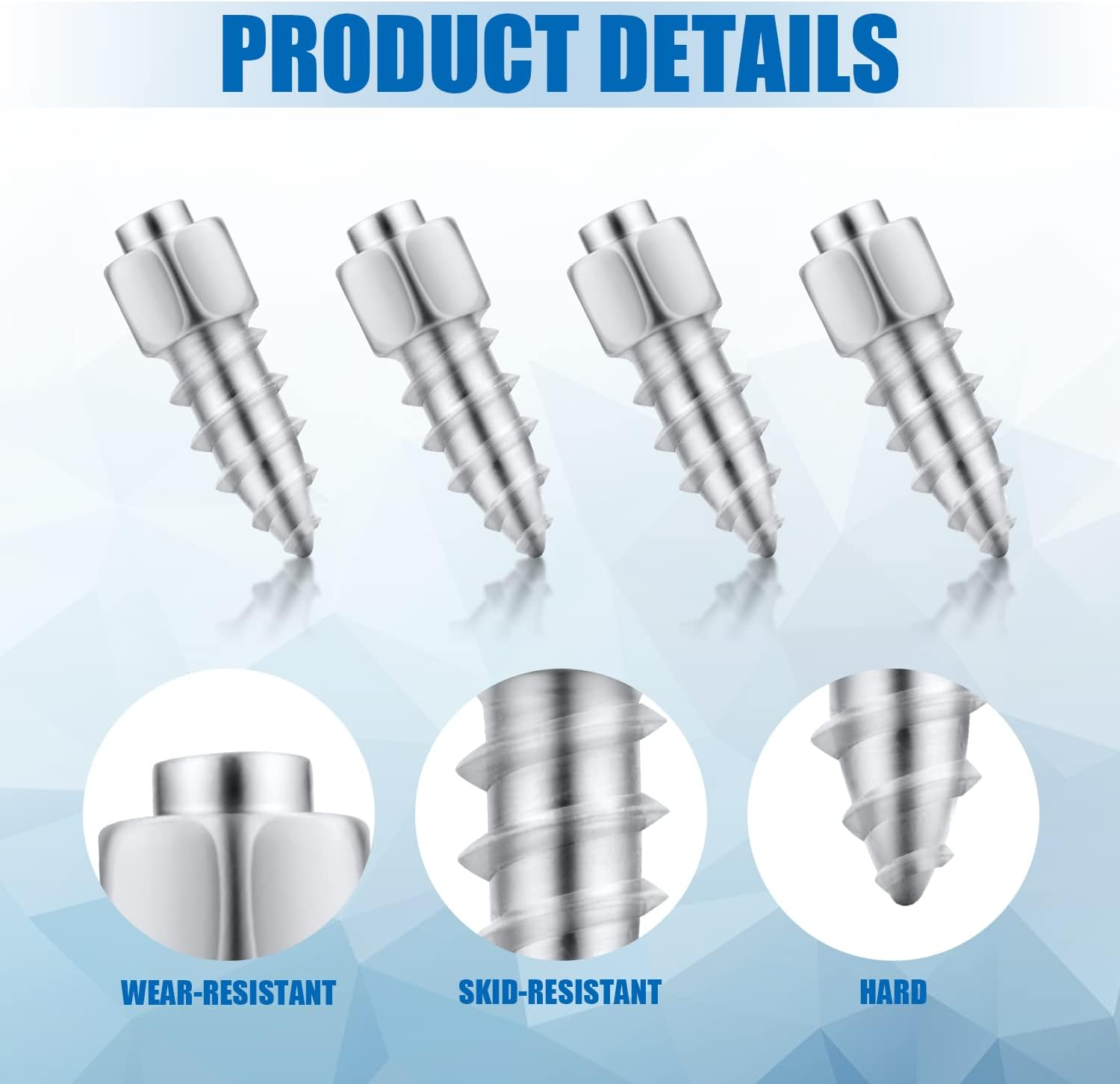 100Pcs Screw in Tire Studs, 9Mm Wheel Tyre Studs for Ice and Snow Tire Spikes ATV Tire Studs with Installation Tool for Car Truck Motorcycle Bicycle Boot ATV SUV Auto Accessories