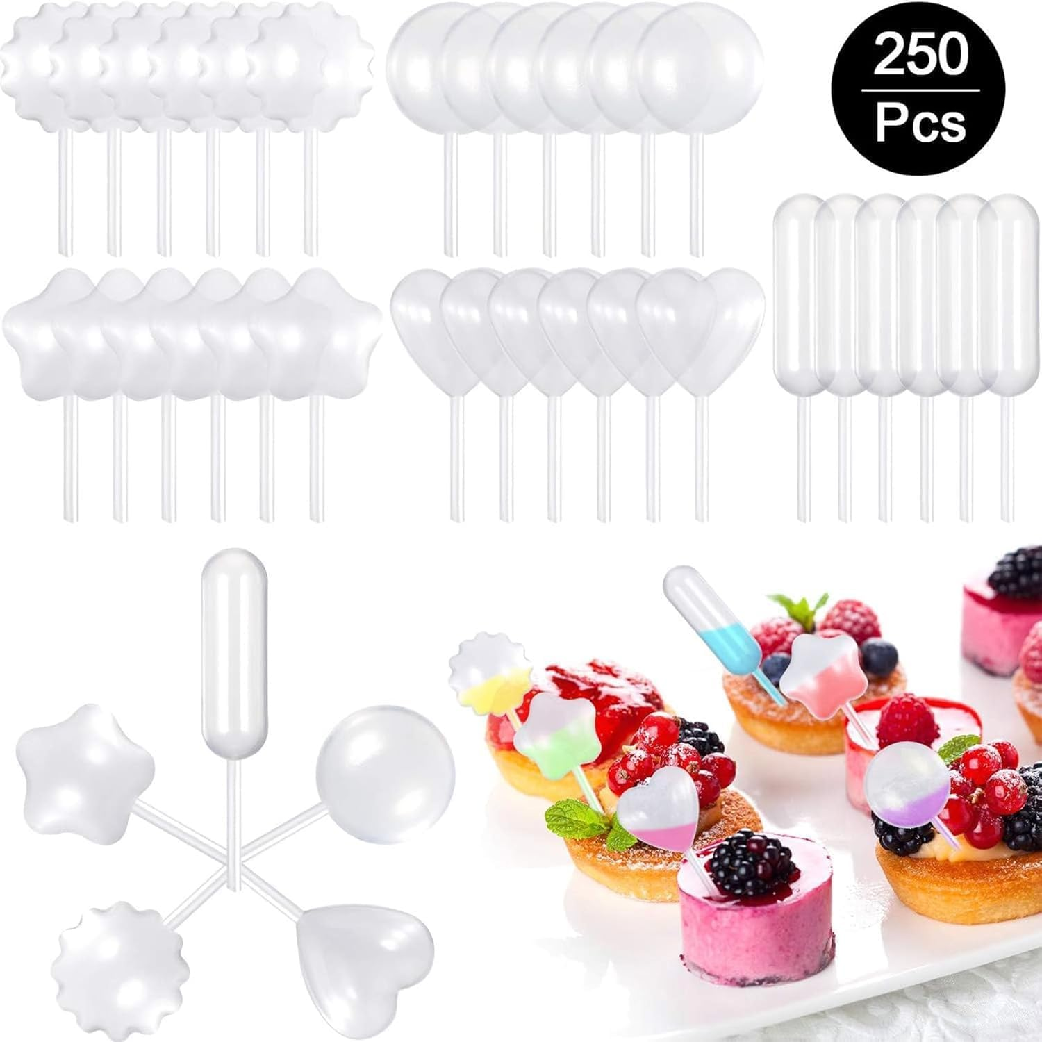 250Pcs 4Ml Plastic Pipettes Squeeze Transfer Pipettes Suitable for Chocolate,Cupcakes,Strawberries image number 2