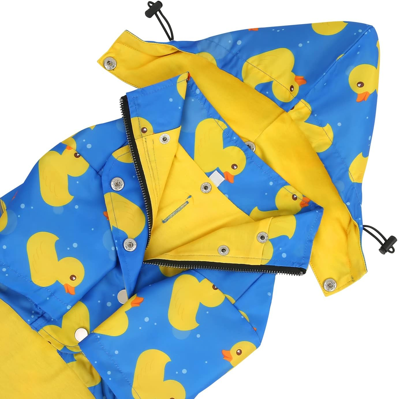 HDE Dog Raincoat Double Layer Zip Rain Jacket with Hood for Small to Large Dogs Ducks Blue - 2XL